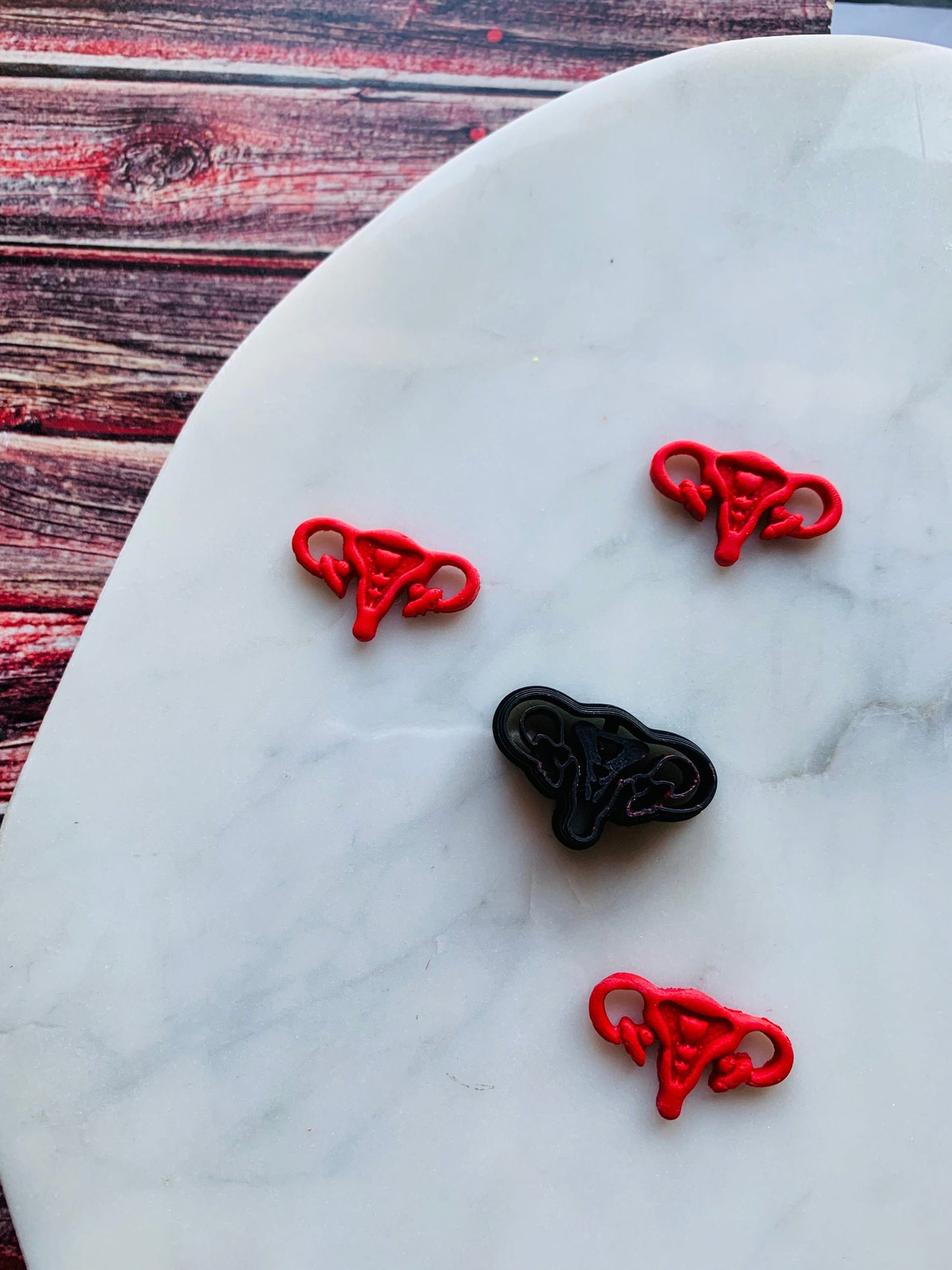 Floral Uterus with Cutouts - Sharp Polymer Clay Cutter with Detailed Lines