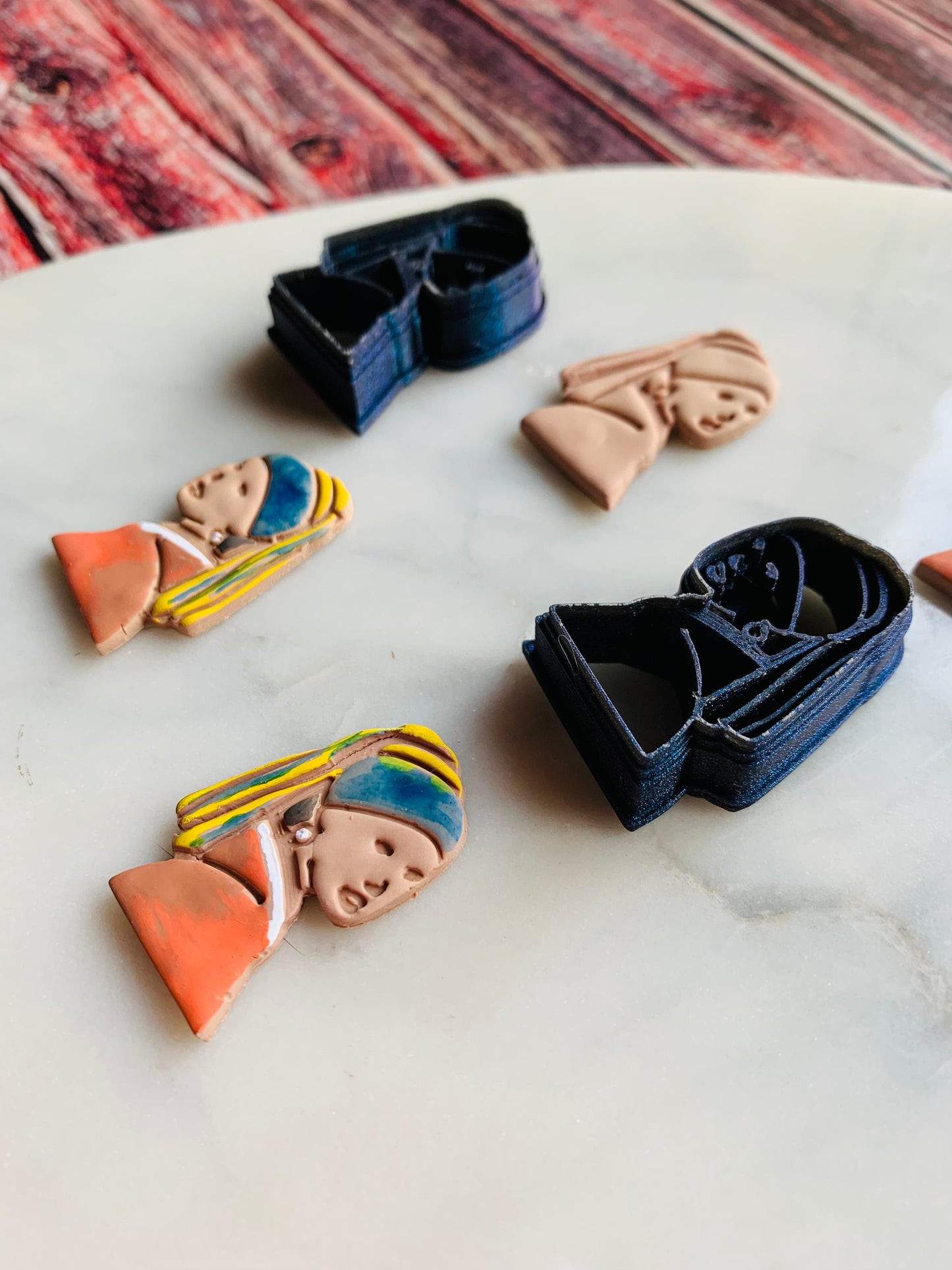 Greit Girl with a Pearl Portait - Polymer Clay Cutters with Detailed Lines