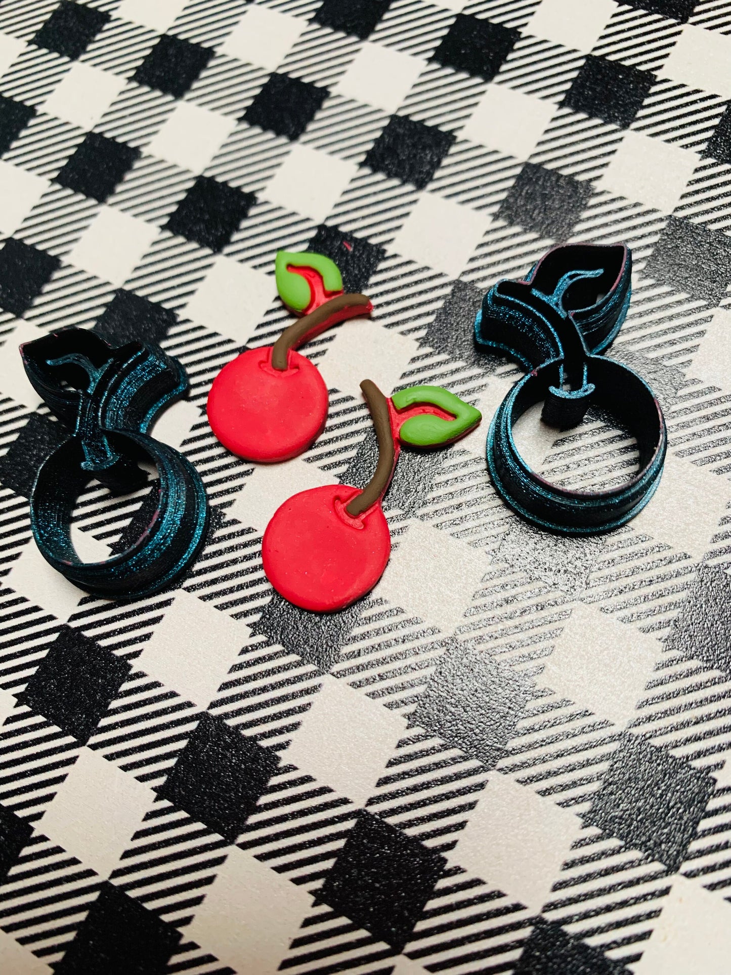 Simple Cherry Cherries, Earring Sized - Sharp Polymer Clay Cutter with Etching Details