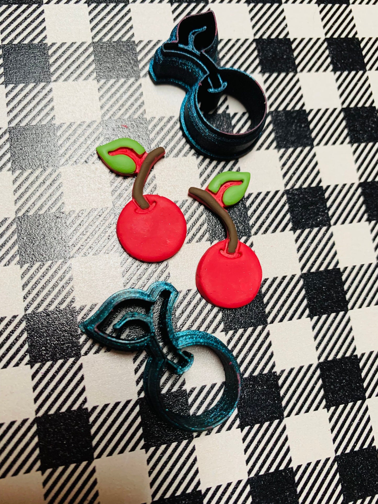 Simple Cherry Cherries, Earring Sized - Sharp Polymer Clay Cutter with Etching Details
