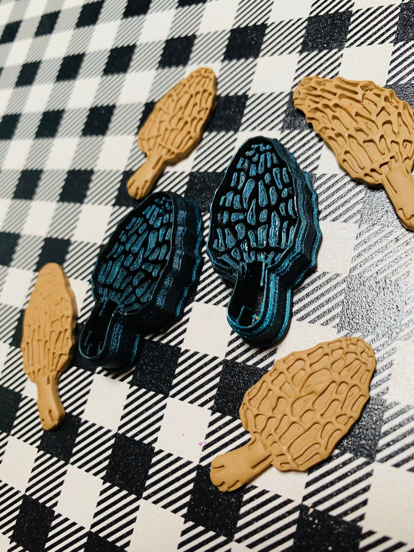Morel Mushrooms Embossed Sharp Clay Cutter for Earrings Magnets Decor and More