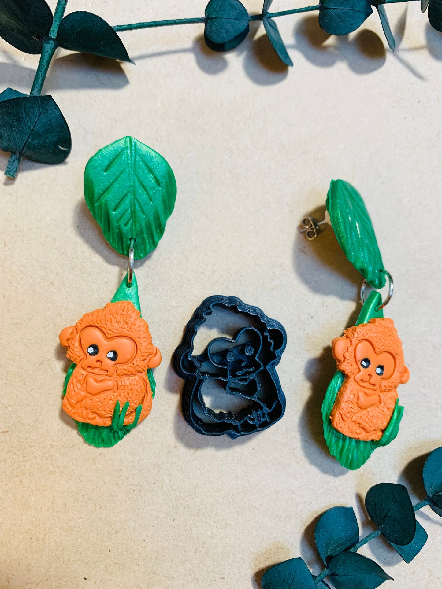 Cute Baby Orangutan Monkey - Sharp Polymer Clay Cutter with Detailed Lines