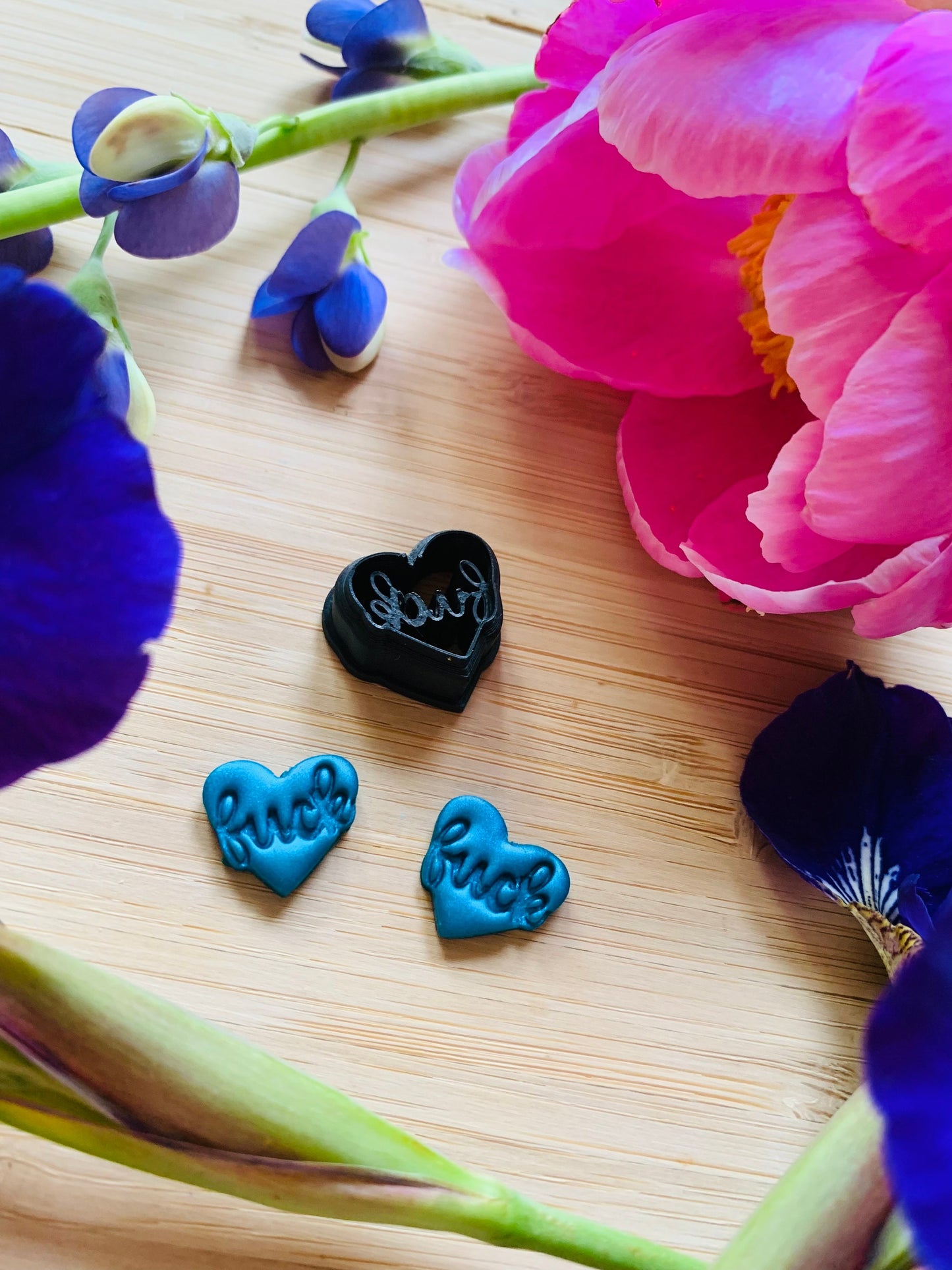 Tiny Fancy Fuck Hearts - Embossed Sharp Clay Cutter