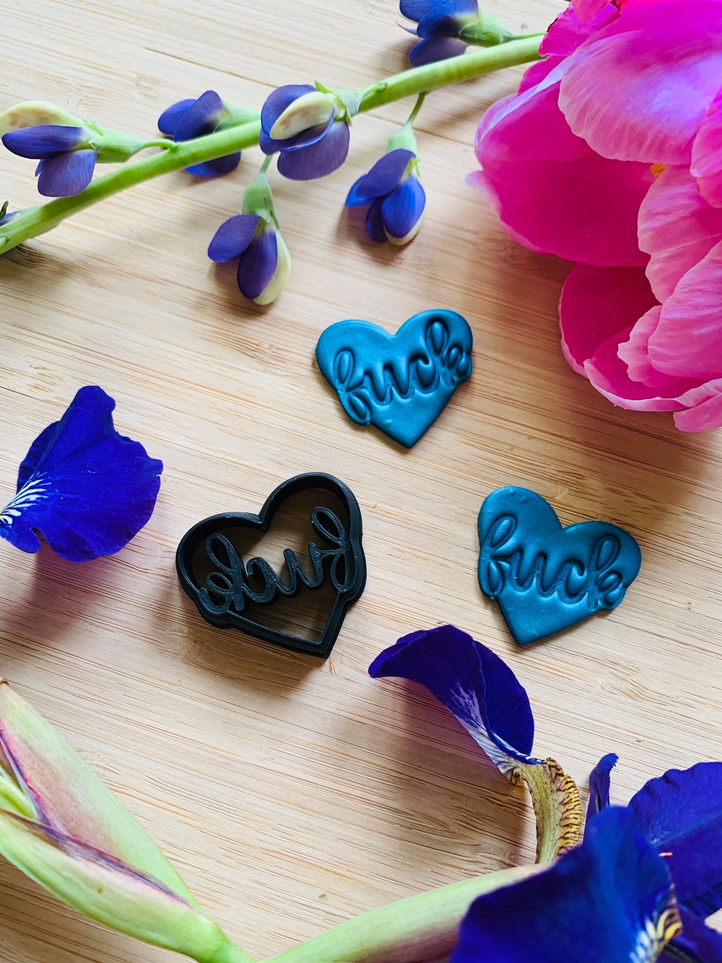 Fancy Fuck Hearts - Embossed Sharp Clay Cutter