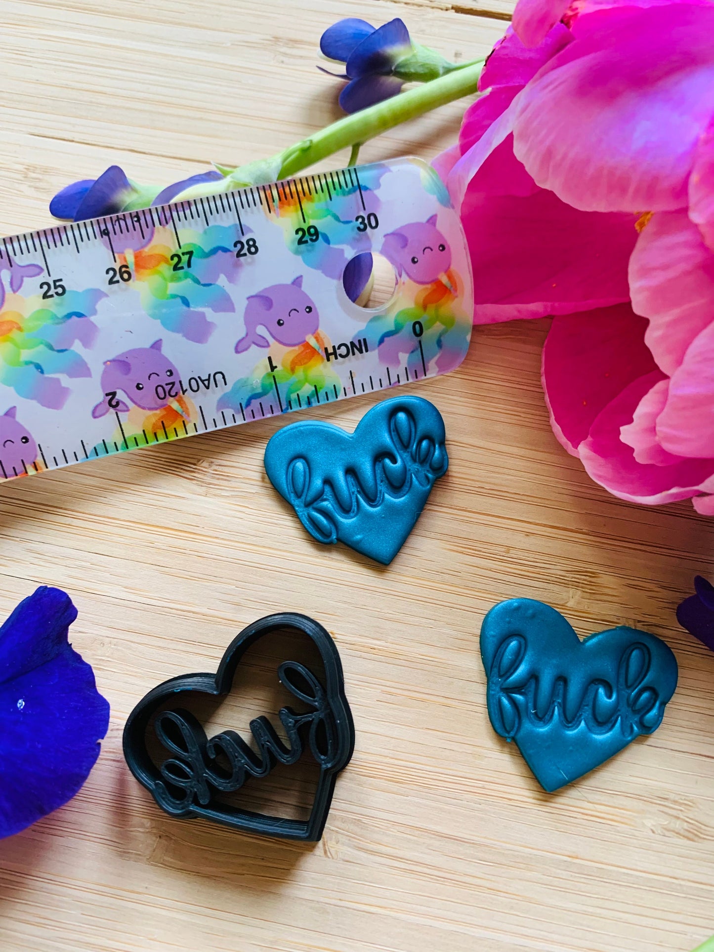 Fancy Fuck Hearts - Embossed Sharp Clay Cutter