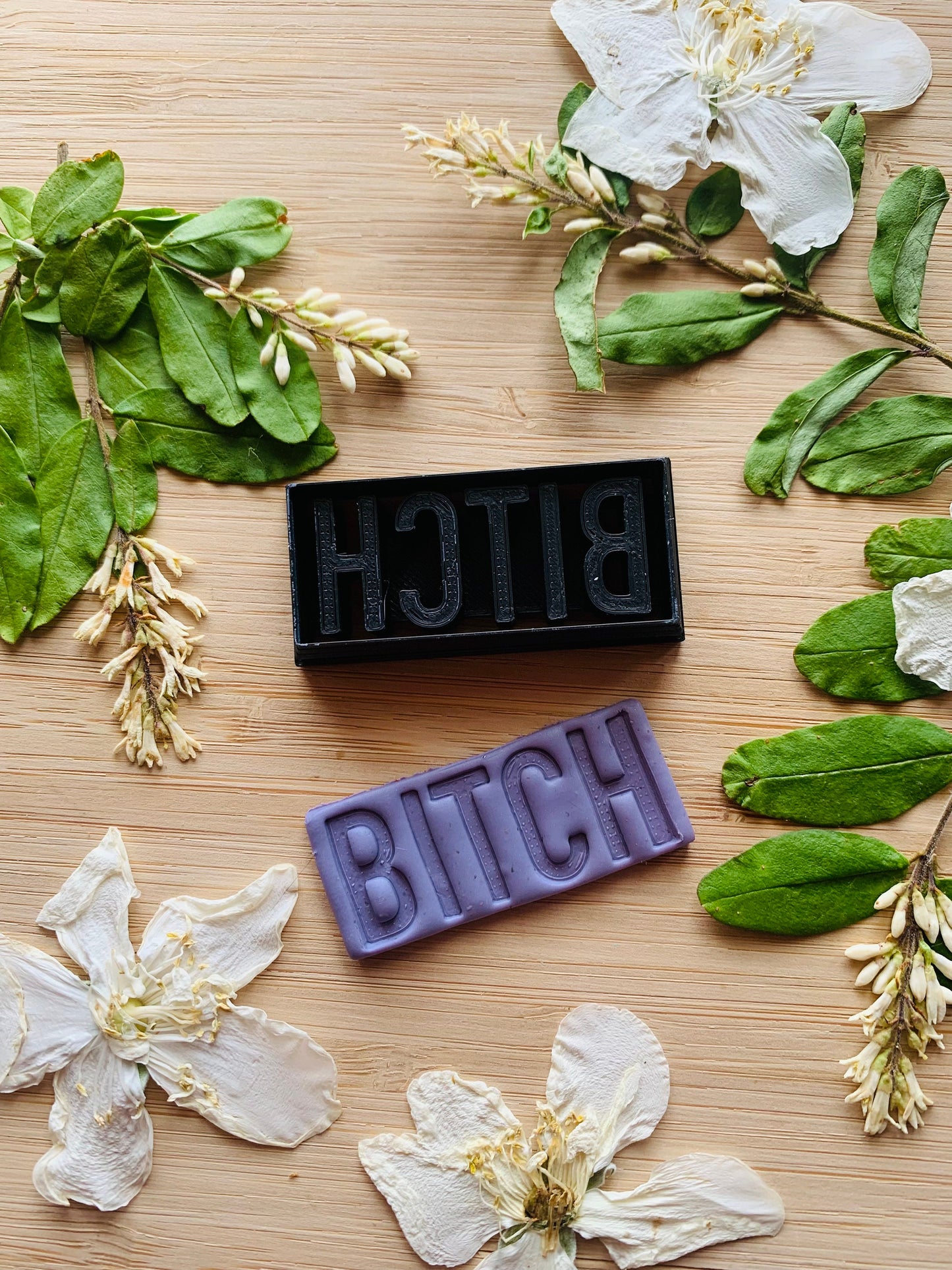 Bitch Text Rectangle Tag Embossed Sharp Clay Cutter