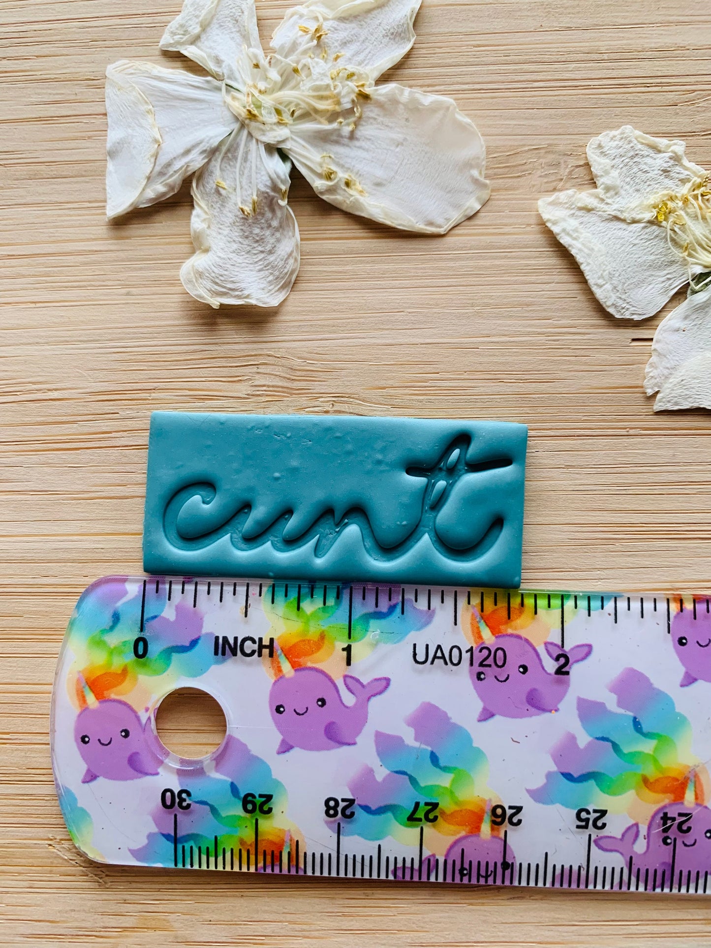 Cunt Text Rectangle Tag Embossed Sharp Clay Cutter