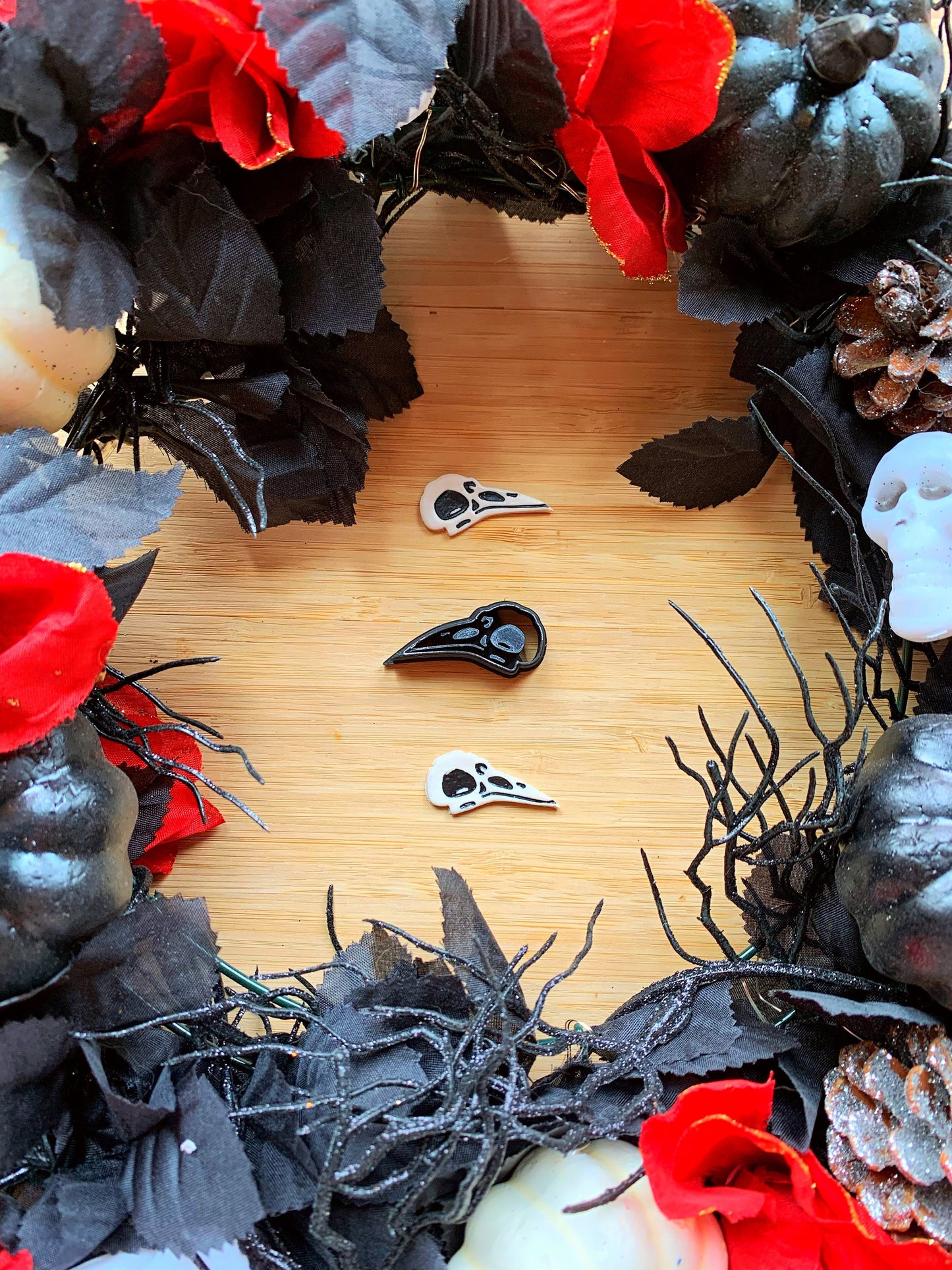 Small Bird Skull Crow Head Earring Embossed Sharp Clay Cutter