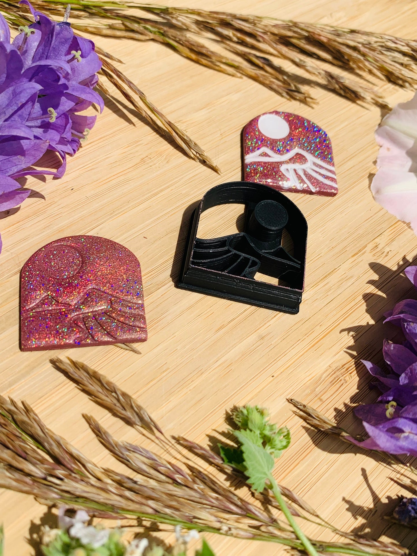 Full Moon or Sun Over Mountains Sharp Clay Cutter