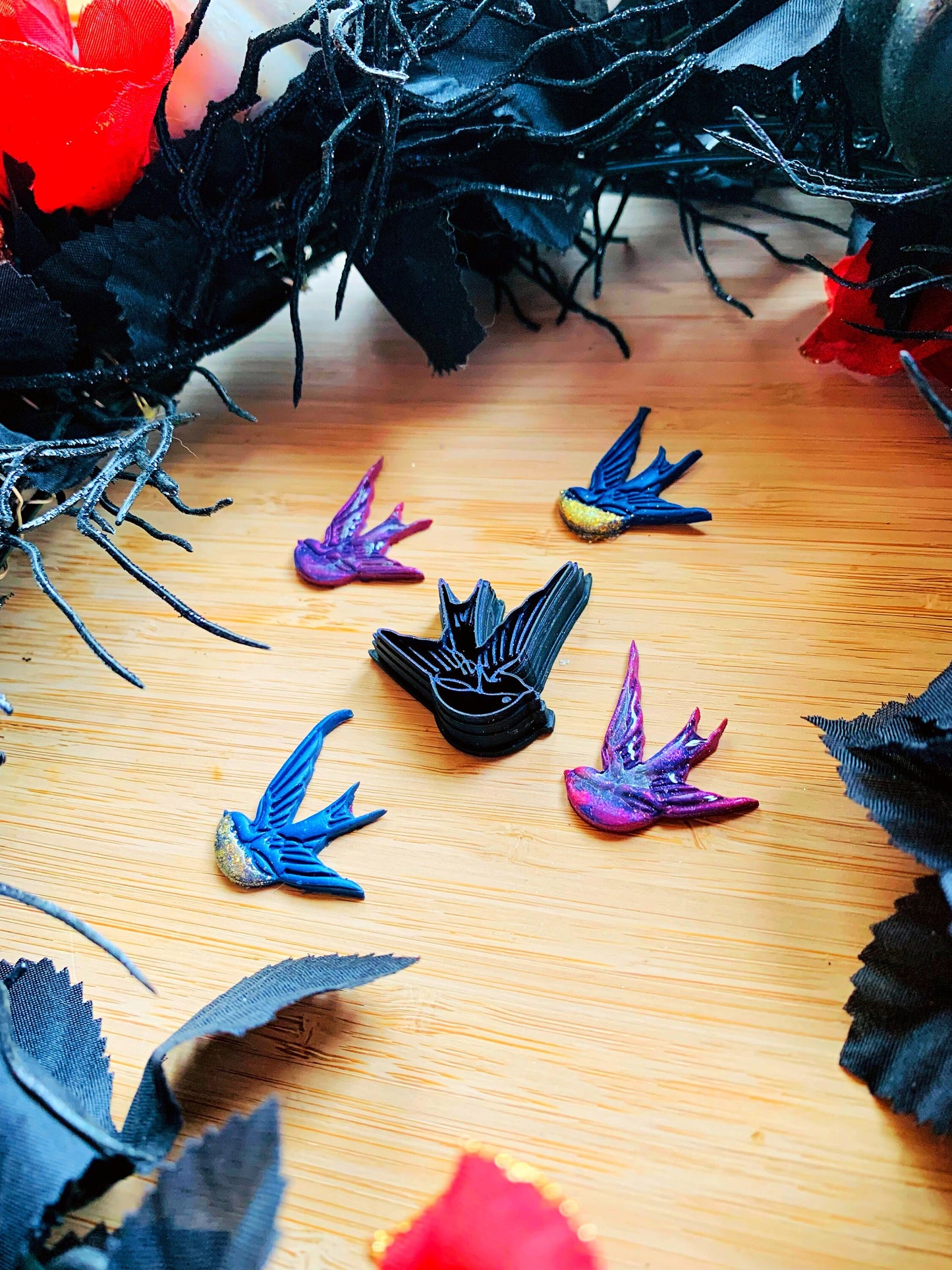 Tattoo Style Swallow Bird - Sharp Embossed Earring Clay Cutter