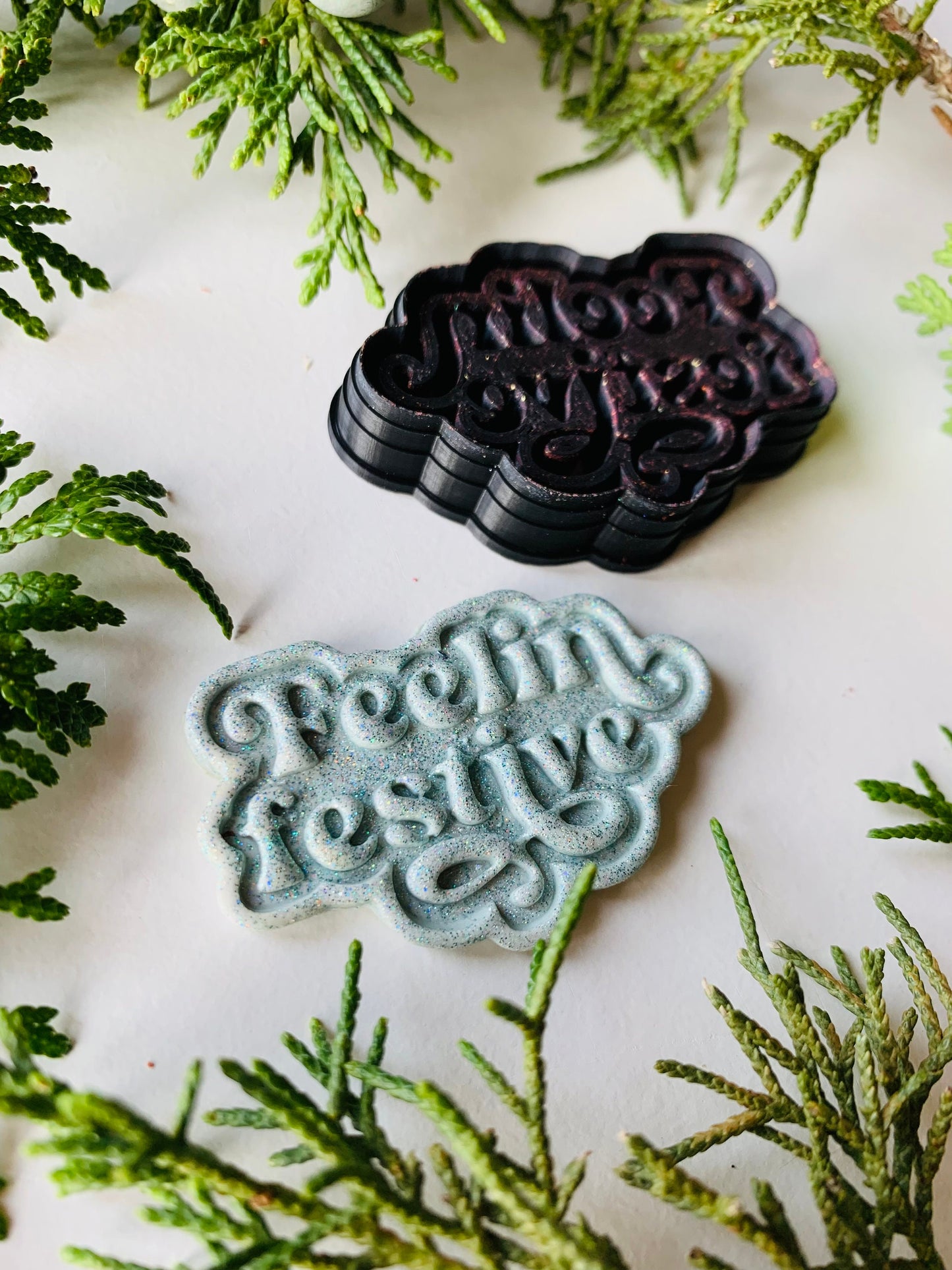 Feelin Festive Stylized Text Embossed Sharp Clay Cutter