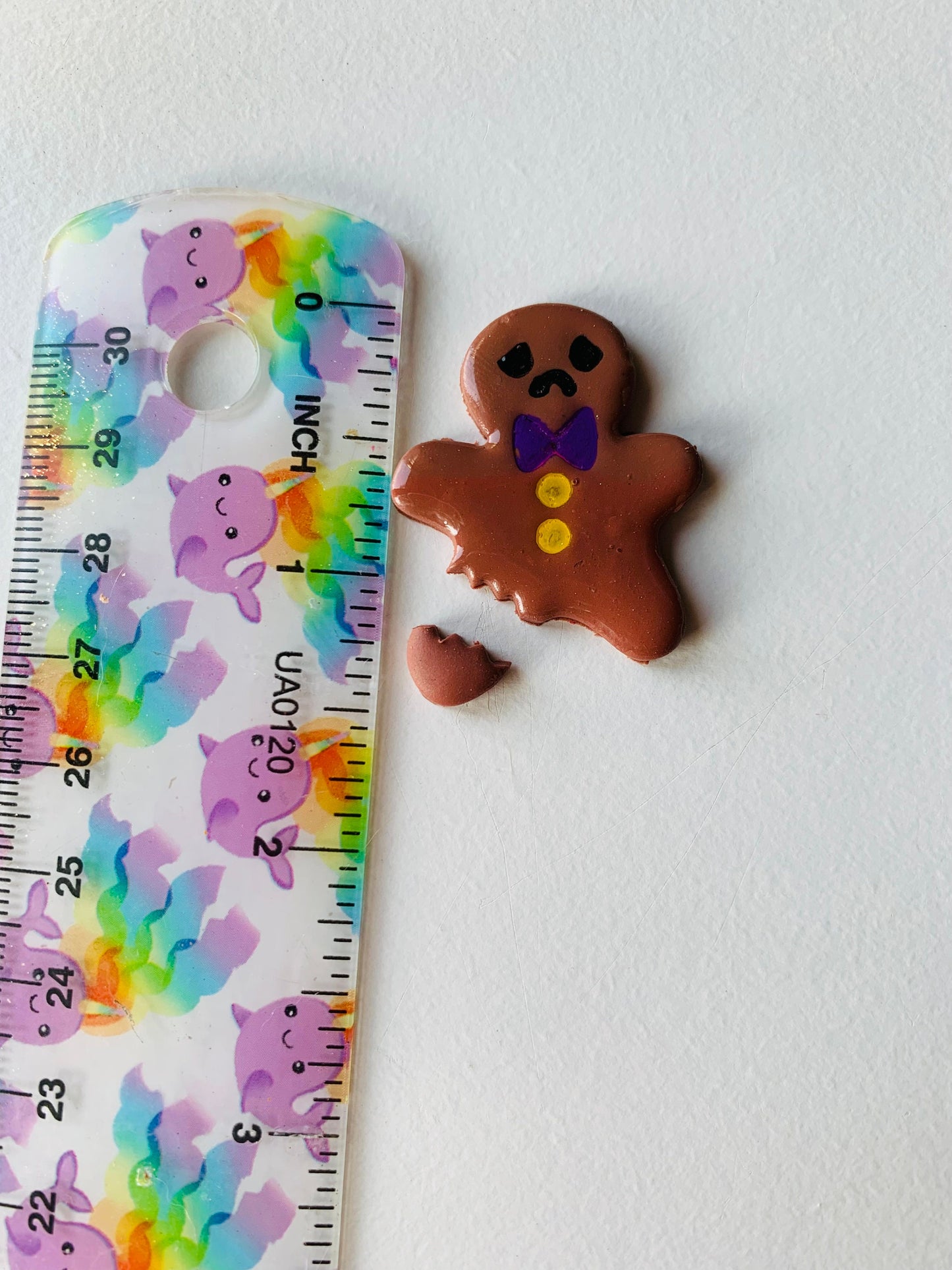 Broken Bite Gingerbread Man Cookie Person Stylized Text Embossed Sharp Clay Cutter