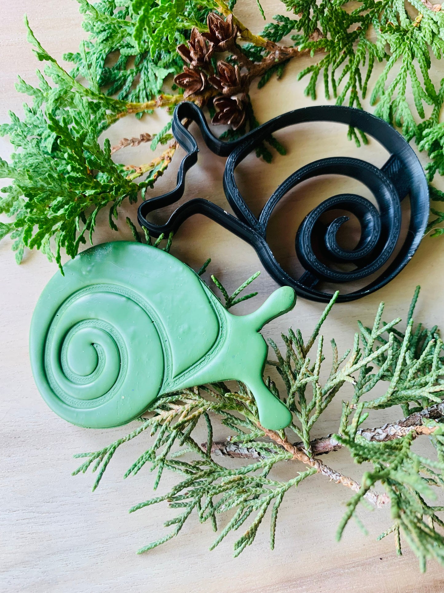 Large Snail Keychain Magnet Size - Embossed Sharp Clay Cutter
