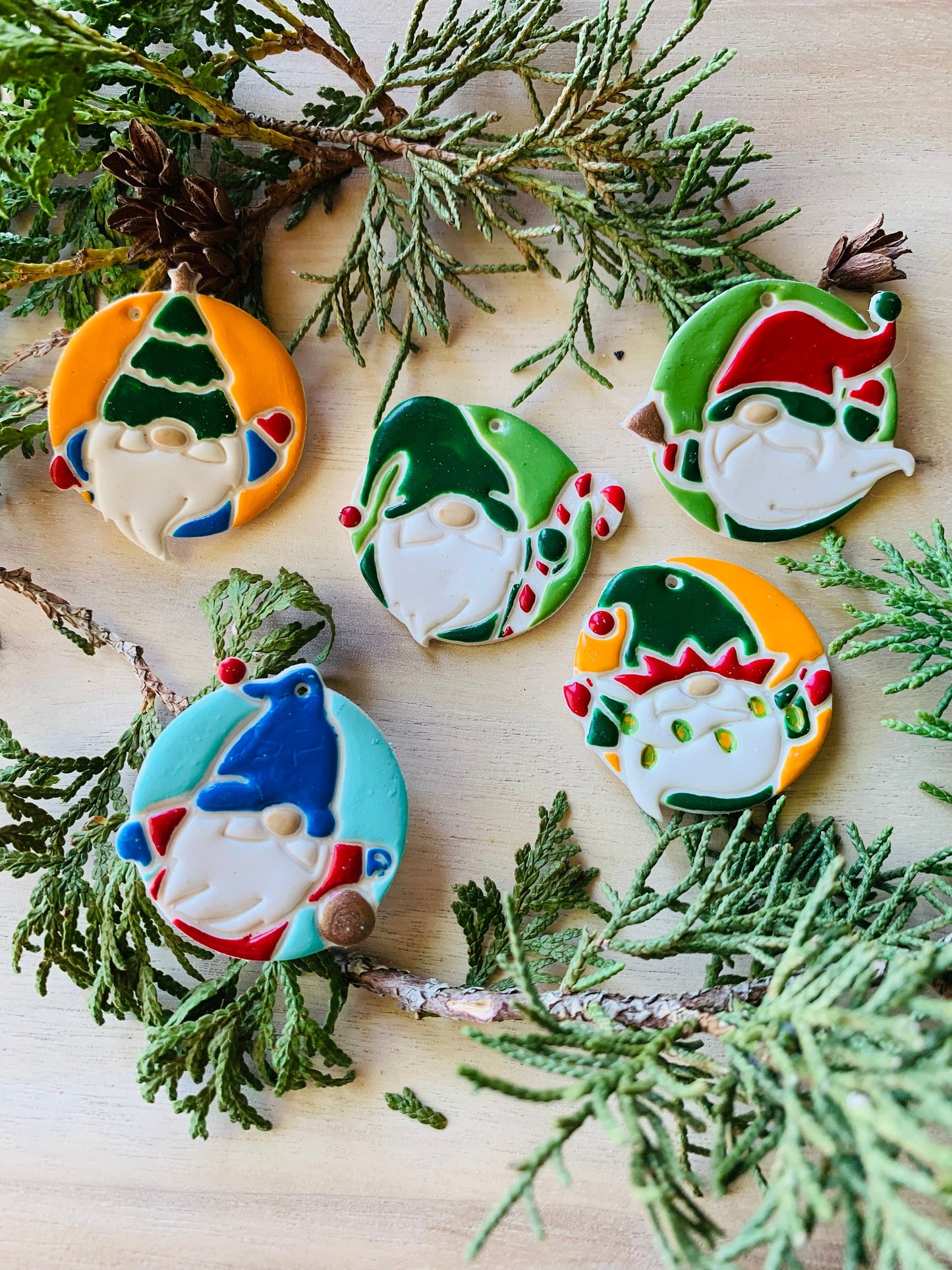 Holiday Gnome Hanging String Lights Embossed Sharp Clay Cutter