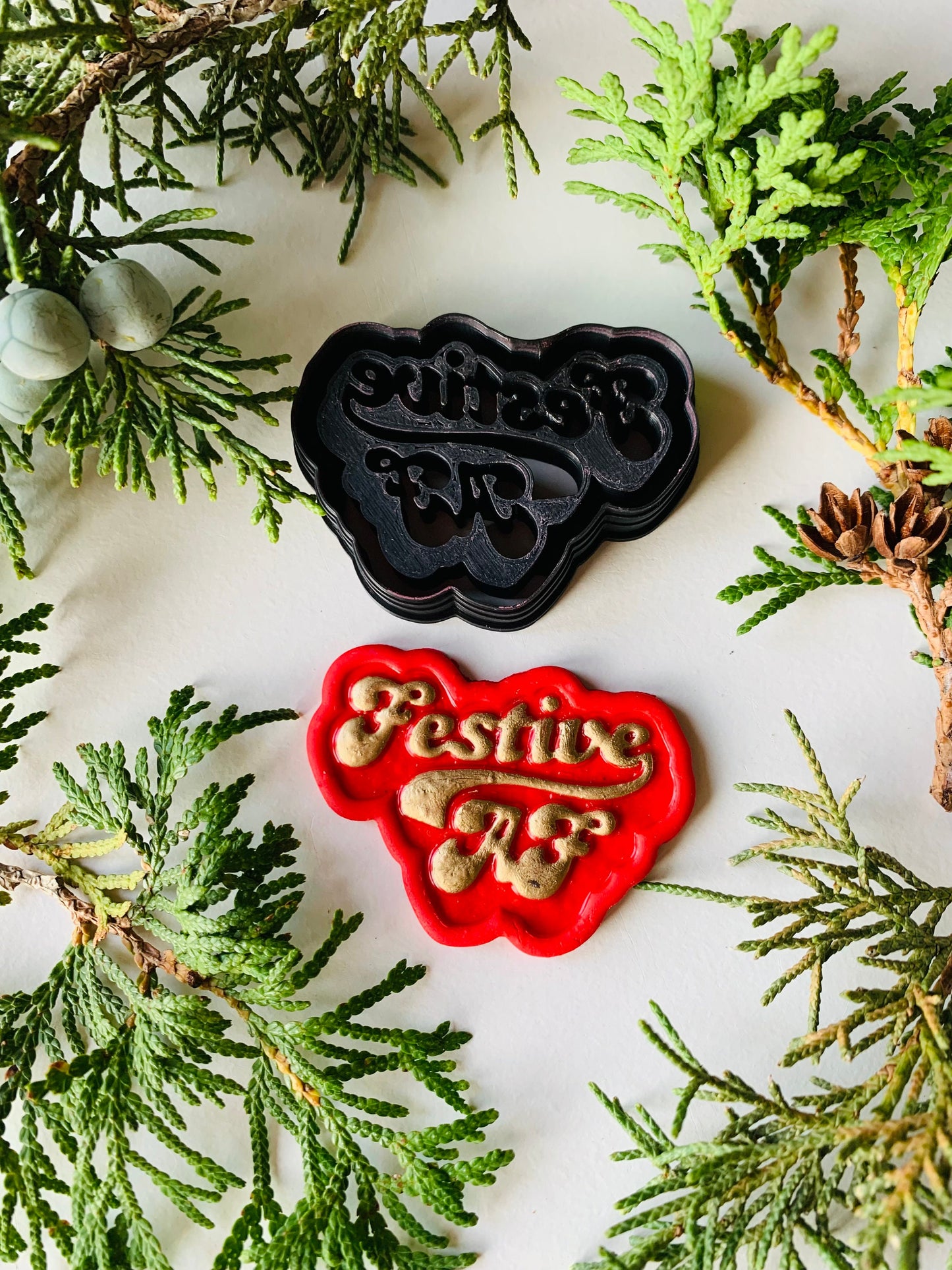 Festive AF Stylized Text Embossed Sharp Clay Cutter