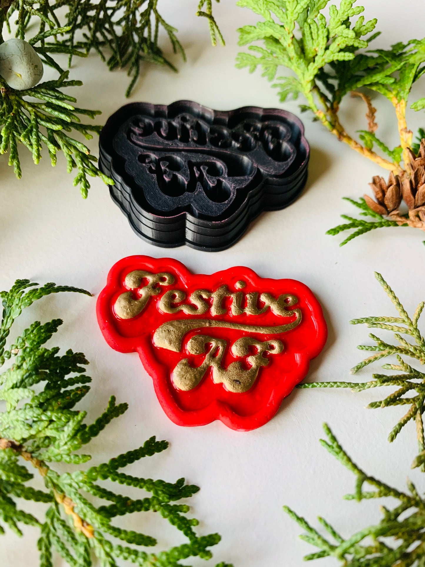 Festive AF Stylized Text Embossed Sharp Clay Cutter