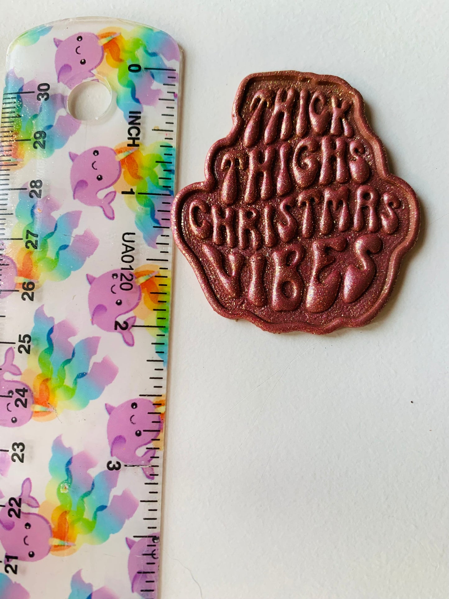 Thick Thighs Christmas Vibes Stylized Text Embossed Sharp Clay Cutter