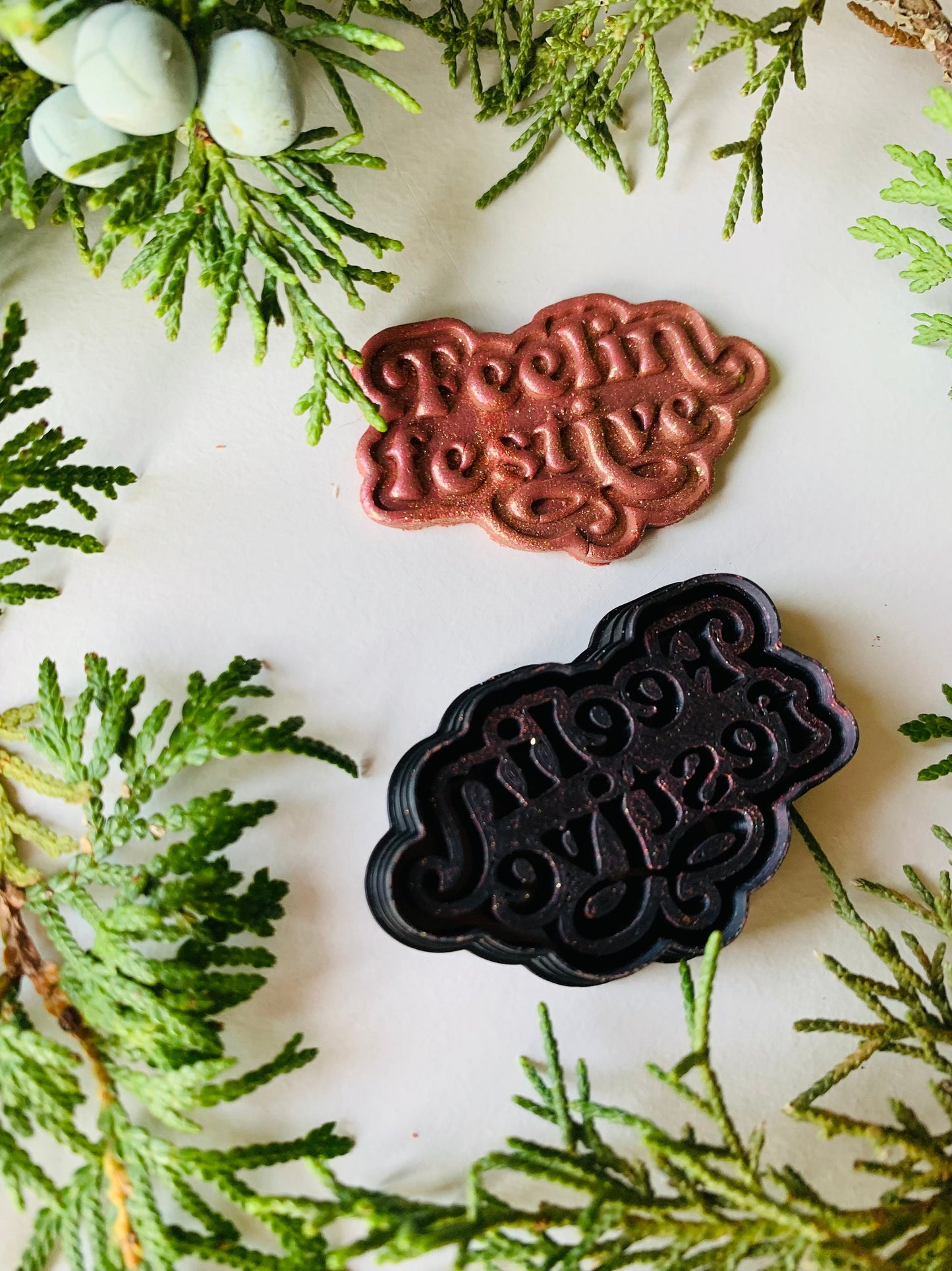 Feelin Festive Stylized Text Embossed Sharp Clay Cutter