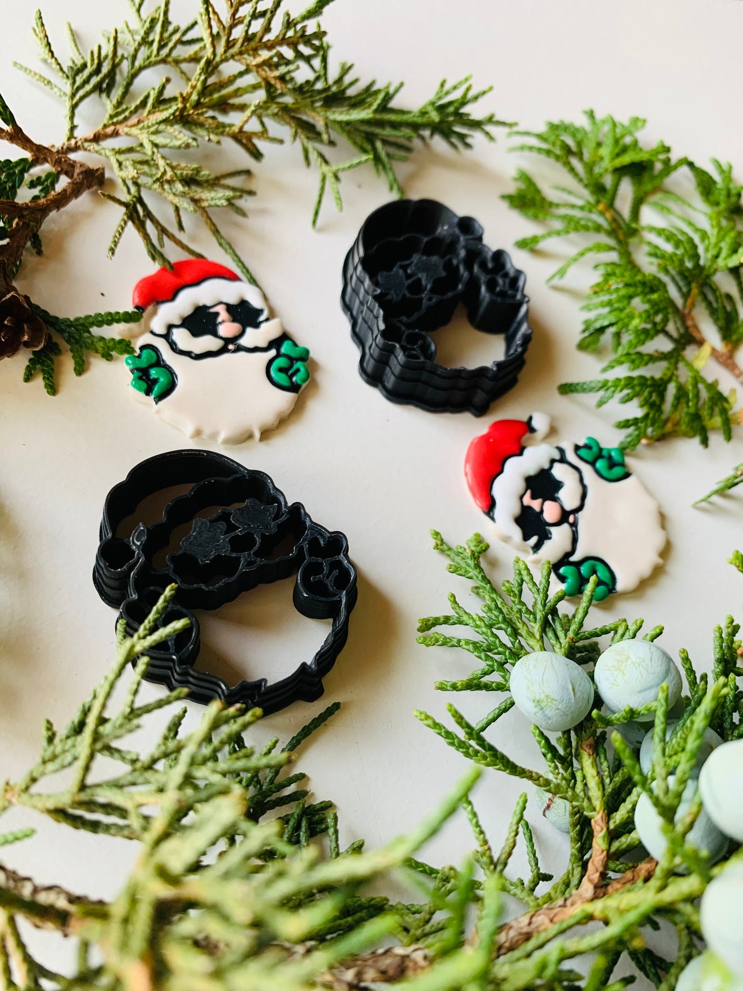 Santa with Sunglasses and Style - Peace Out - Embossed Sharp Clay Cutter