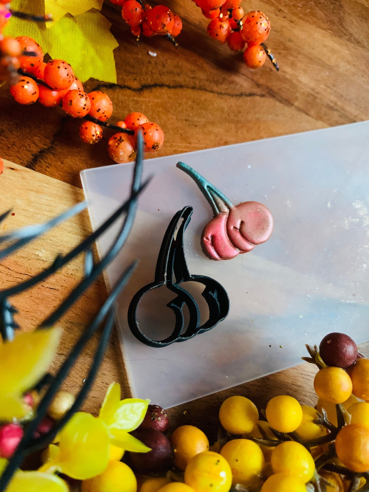 Booty Berry Cherry Butt Earring Embossed Sharp Clay Cutter