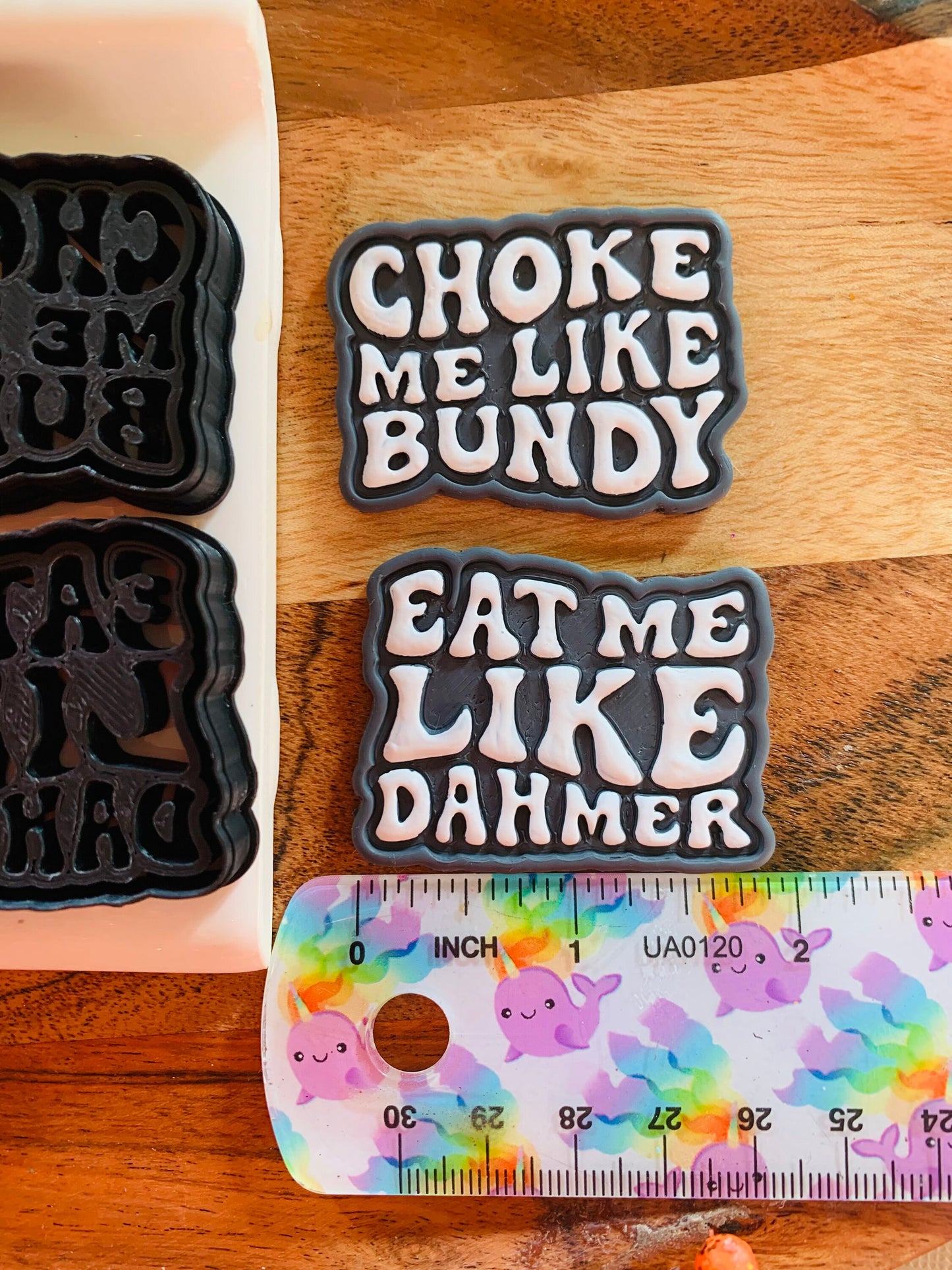 Choke Me Like Bundy, Eat Me Like Dahmer Stylized Text Quote Sharp Clay Cutter Pair