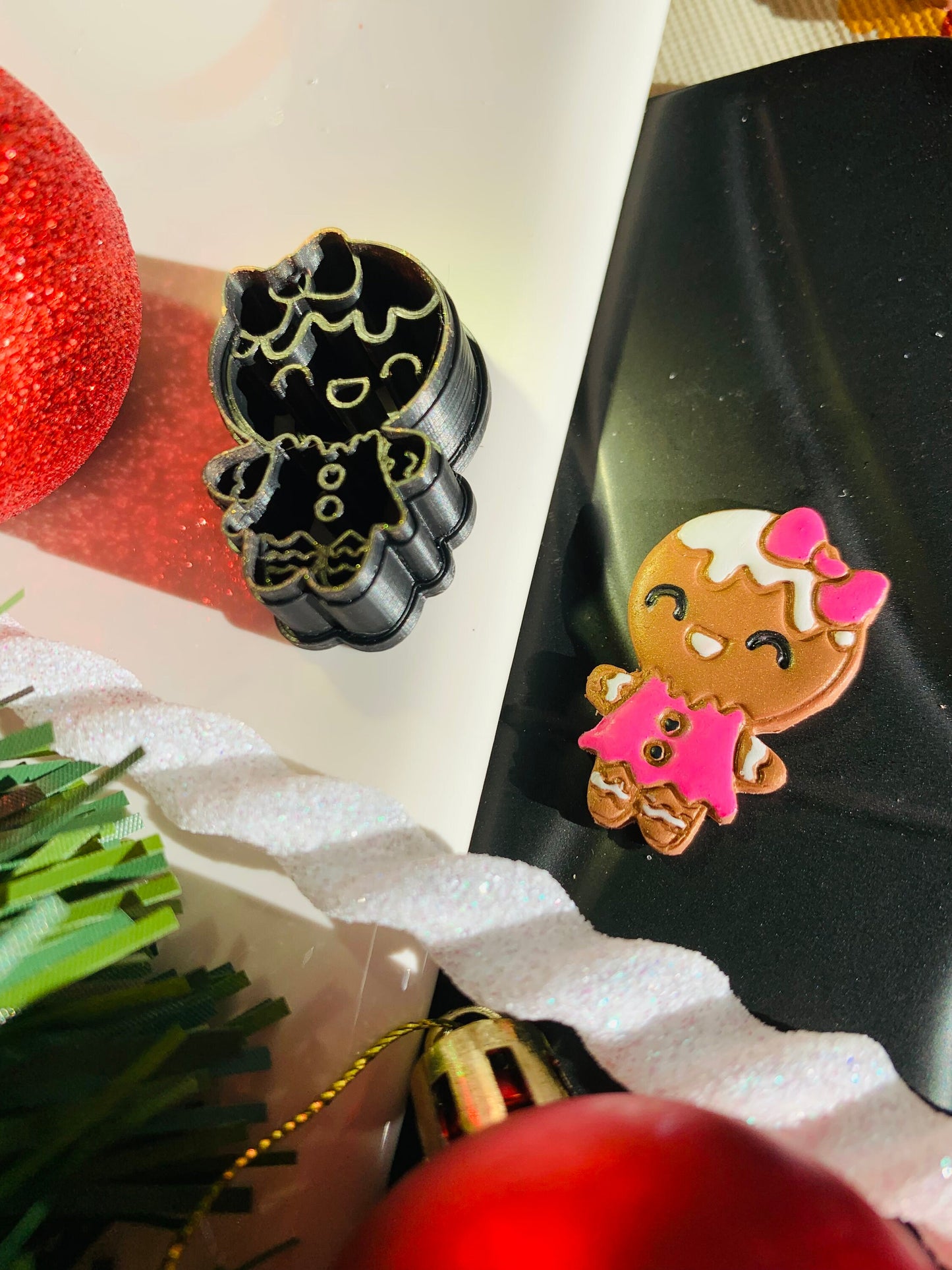 Dress and Bow Gingerbread Man Sharp Detailed Clay Cutter