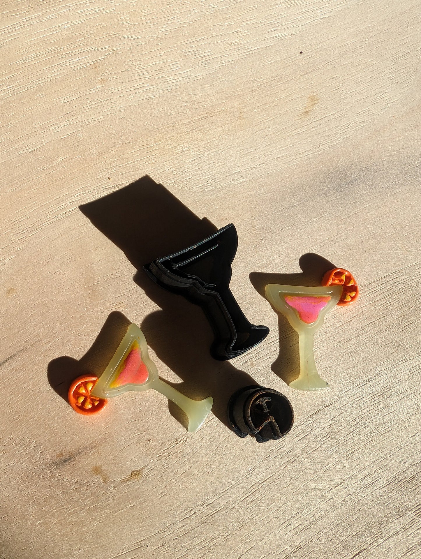 Tiny Margarita Glass with Citrus Slice Sharp Earring Clay Cutter