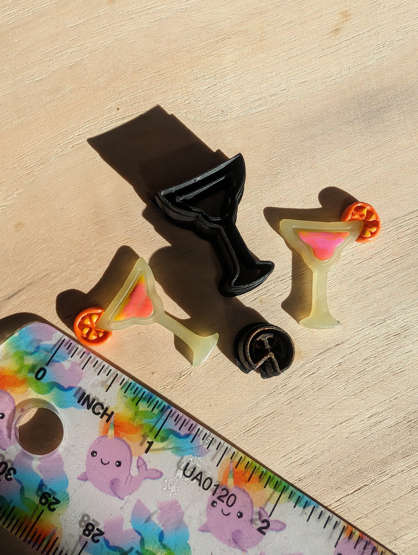 Tiny Margarita Glass with Citrus Slice Sharp Earring Clay Cutter
