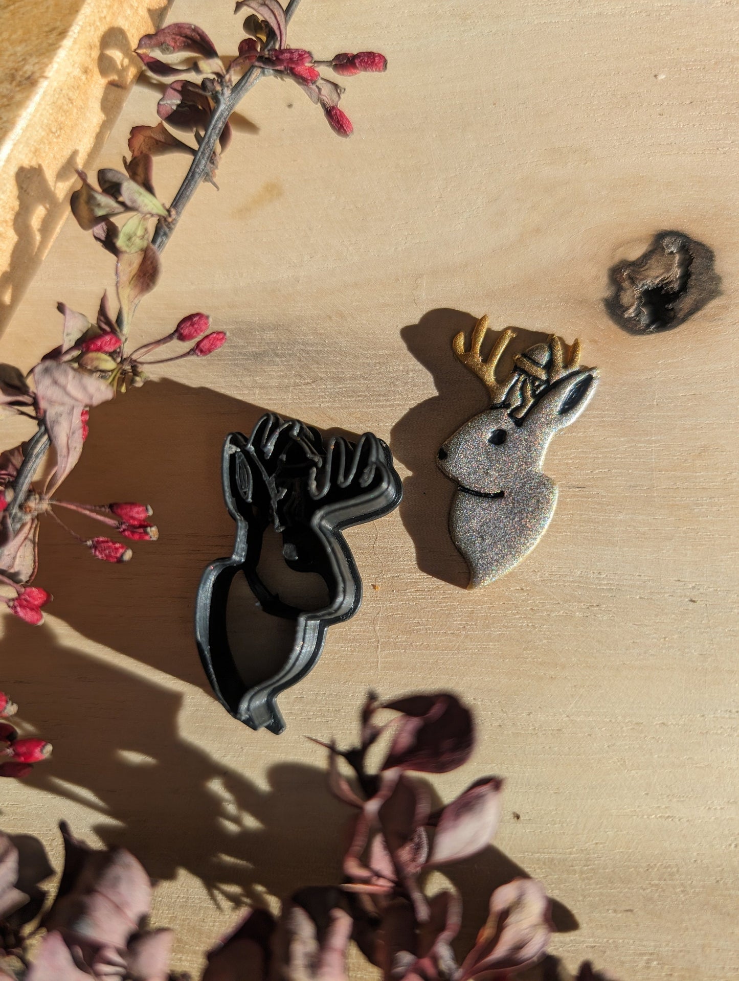 Jackalope Bunny Head Side View Embossed Sharp Clay Cutter