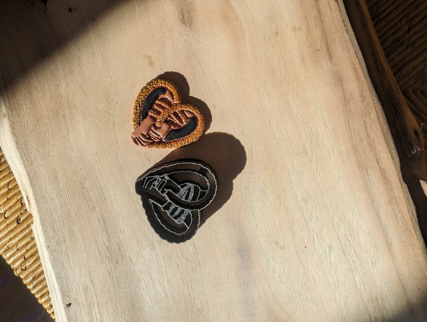 Rope Heart and Bound Hands Earring Embossed Sharp Clay Cutter