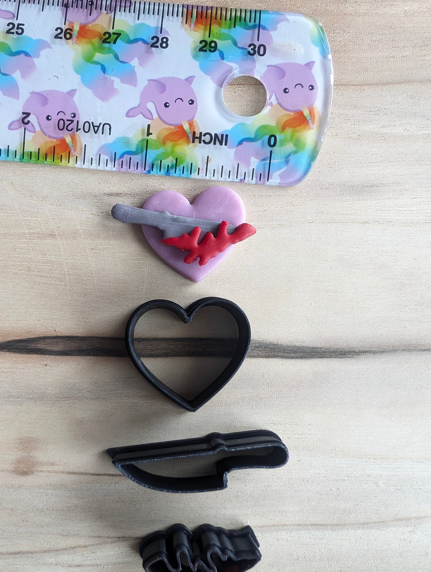Heart with Bloody Knife Sharp Clay Cutters Set of 3