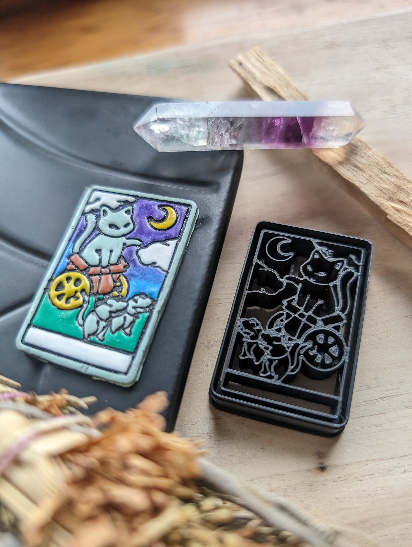 The Chariot Cat Themed Tarot Card Sharp Clay Cutter