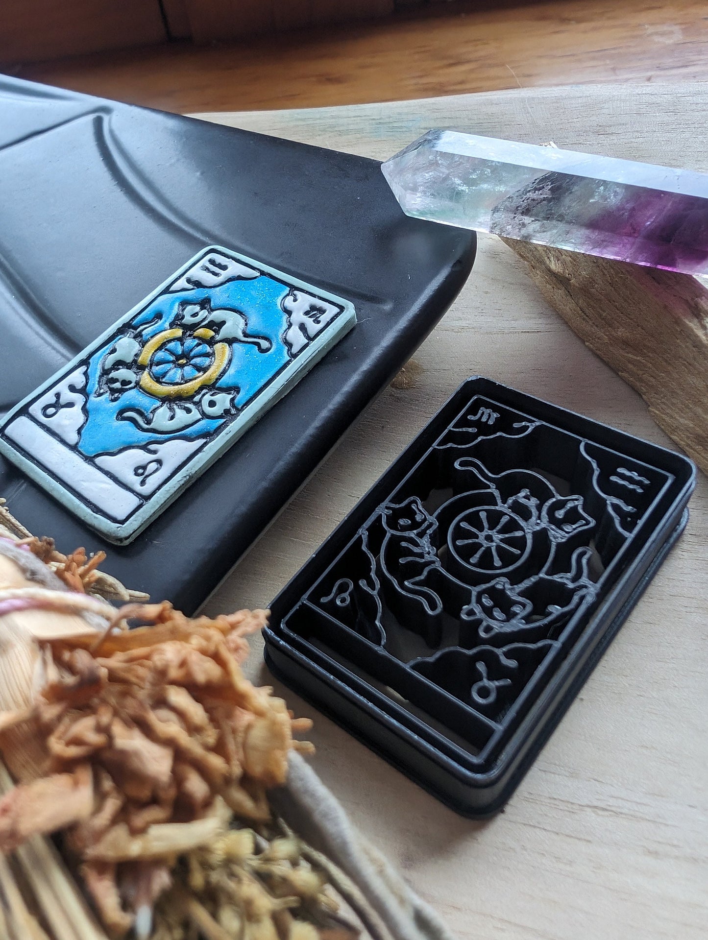 Wheel of Fortune Cat Themed Tarot Card Sharp Clay Cutter