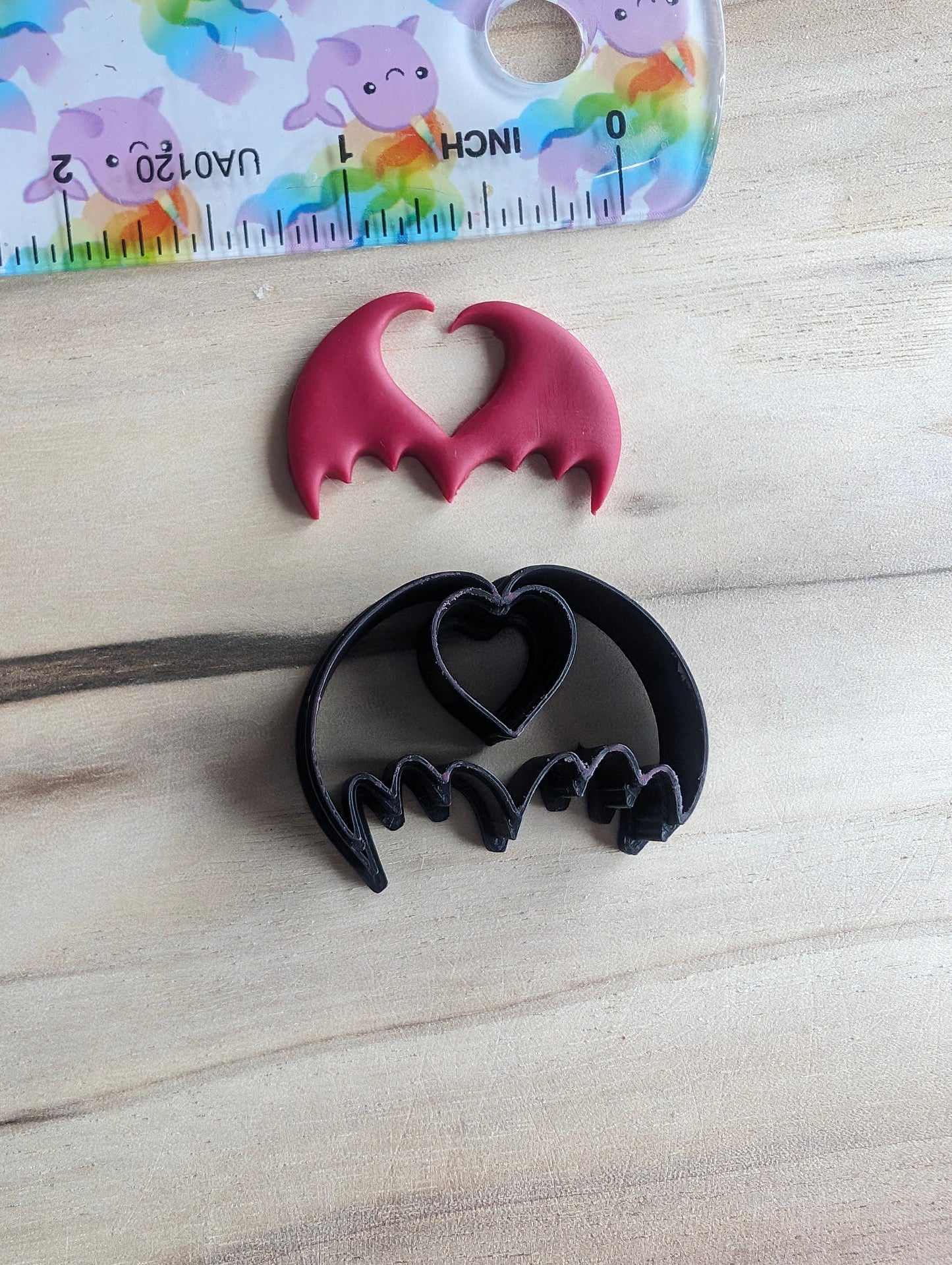 Heart shaped Cutout Space on Bat Demon Wings Sharp Clay Cutter