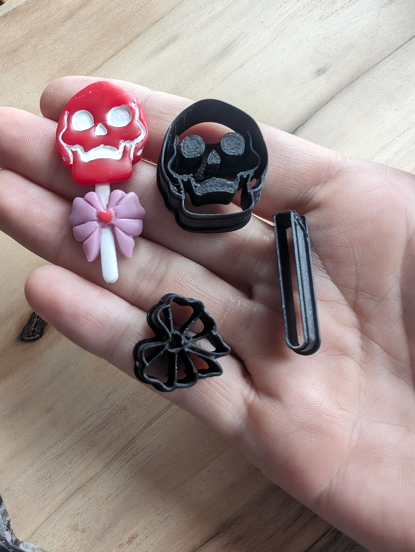Skull Lollipop with Bow Sharp Clay Cutters Set of 3