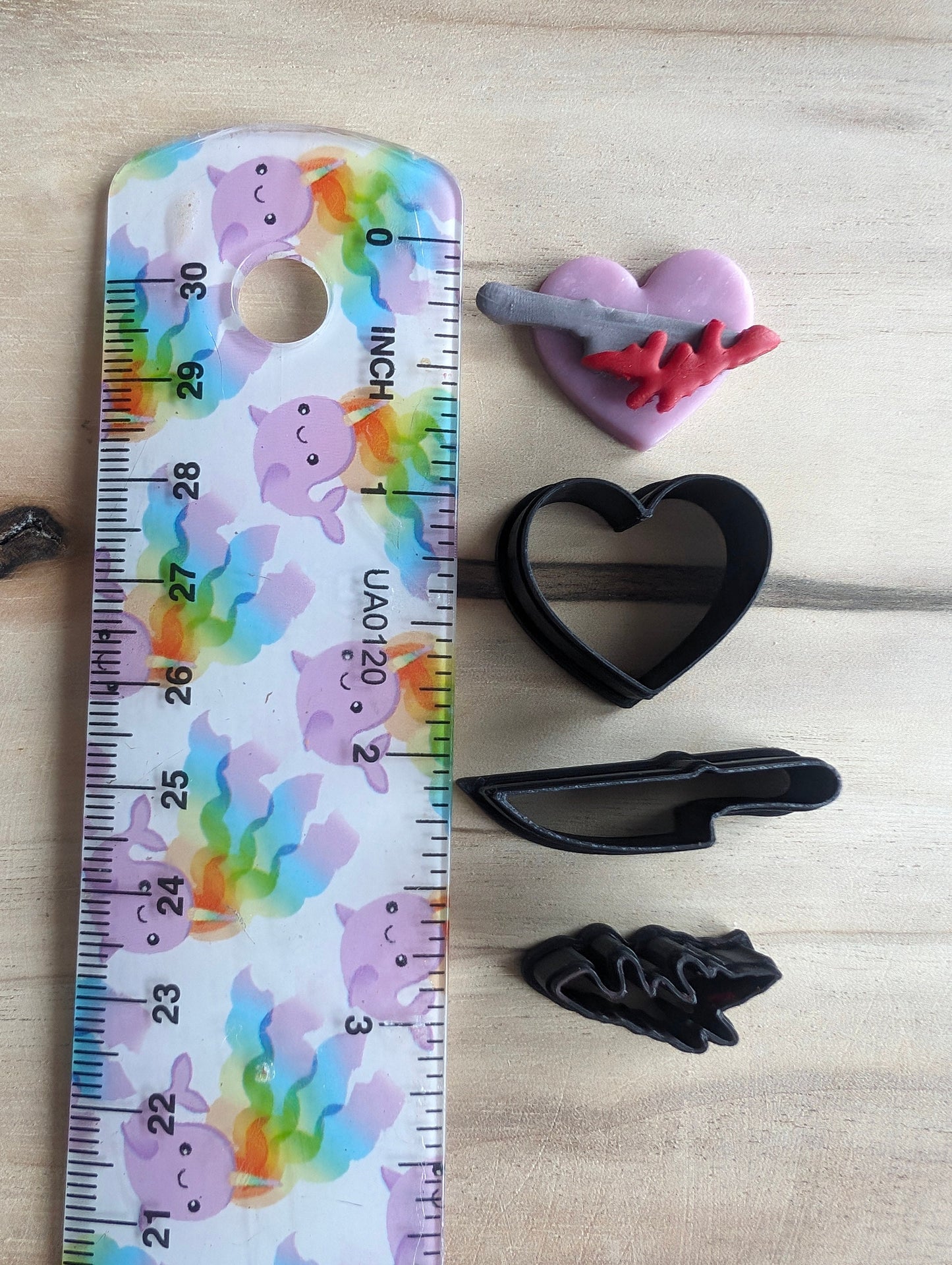 Heart with Bloody Knife Sharp Clay Cutters Set of 3