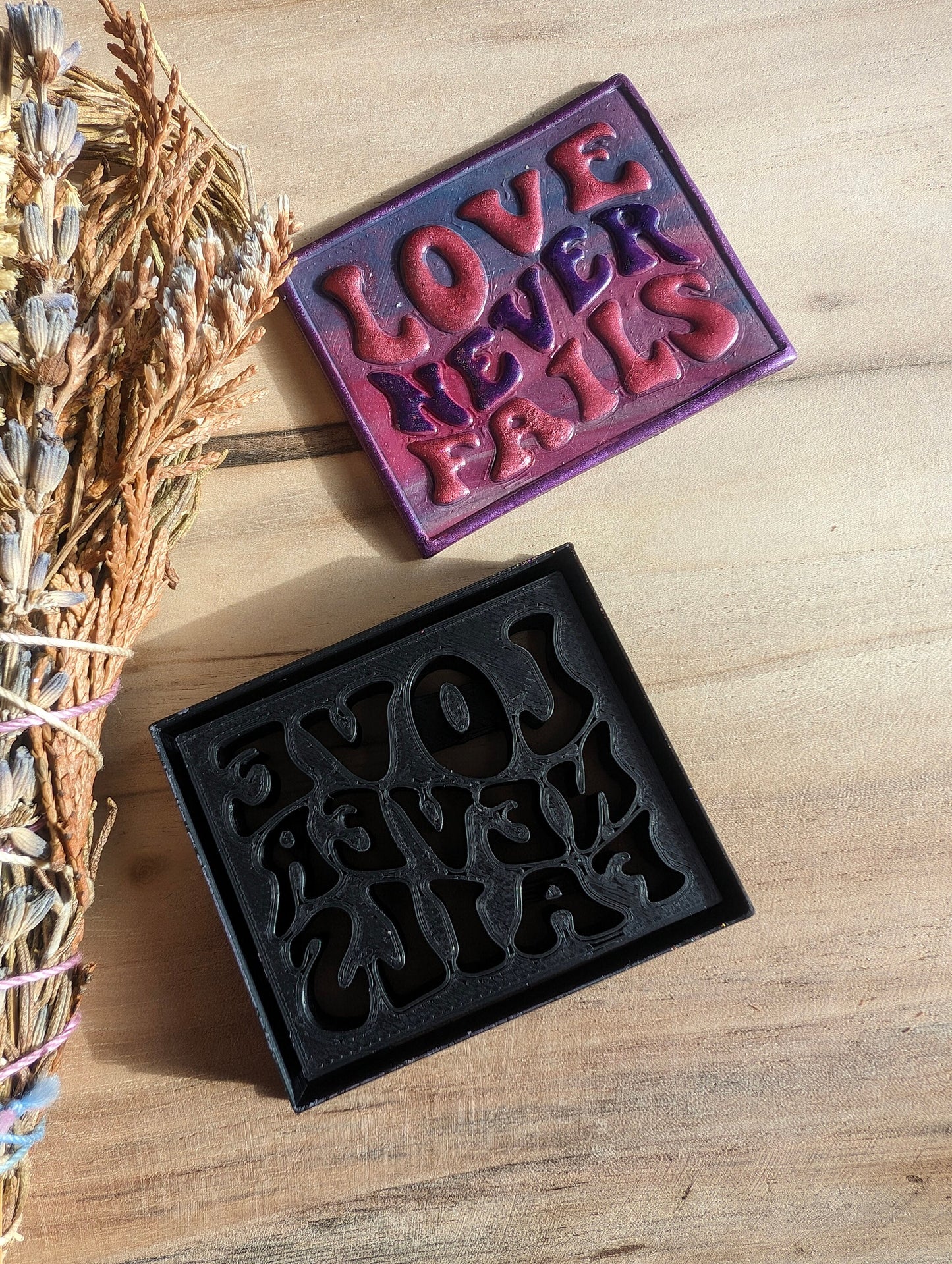 Love Never Fails Text Quote Embossed Sharp Clay Cutter