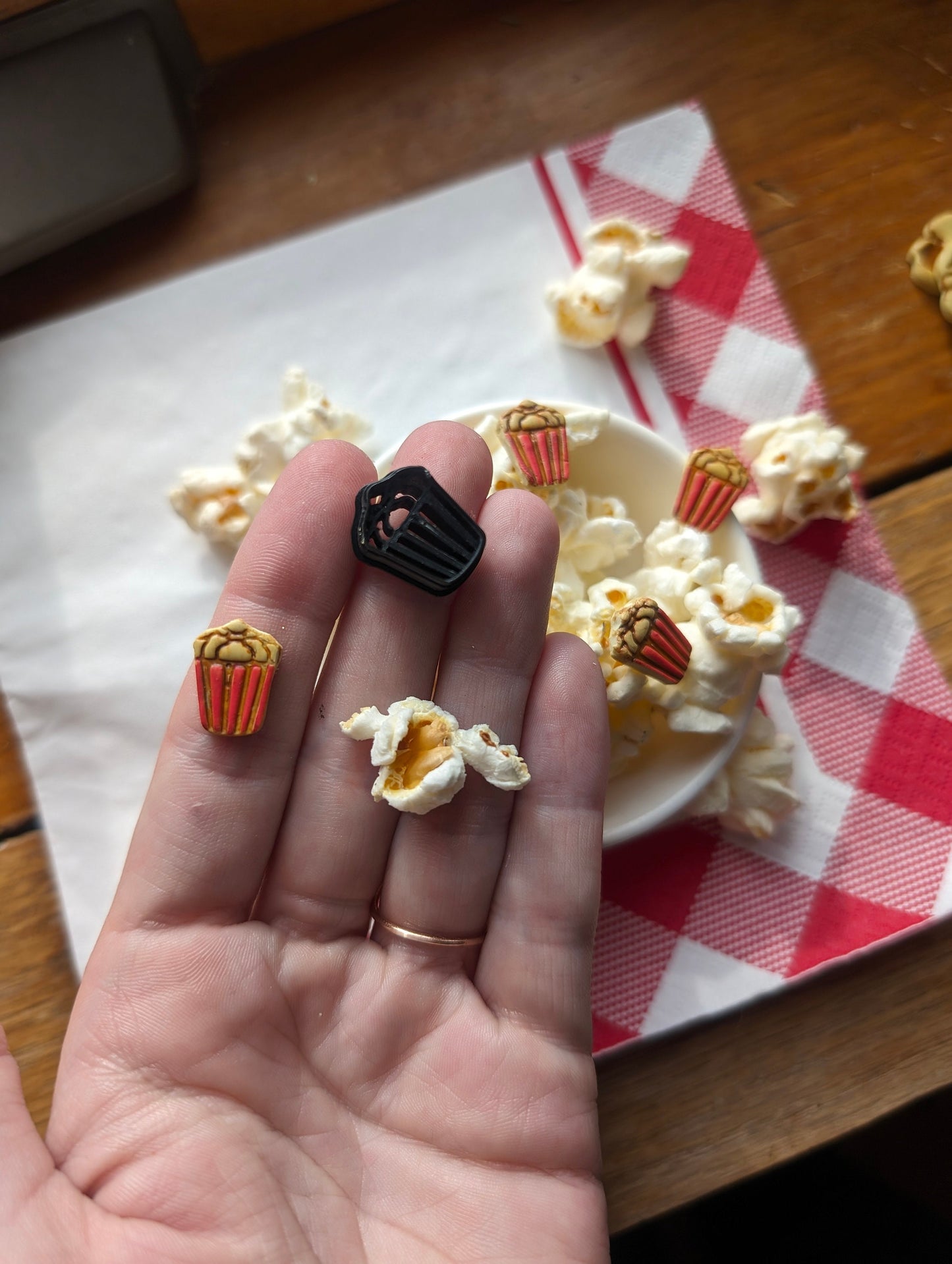 Mini Bucket of Popcorn Popped Corn Embossed Sharp Earring Clay Cutter