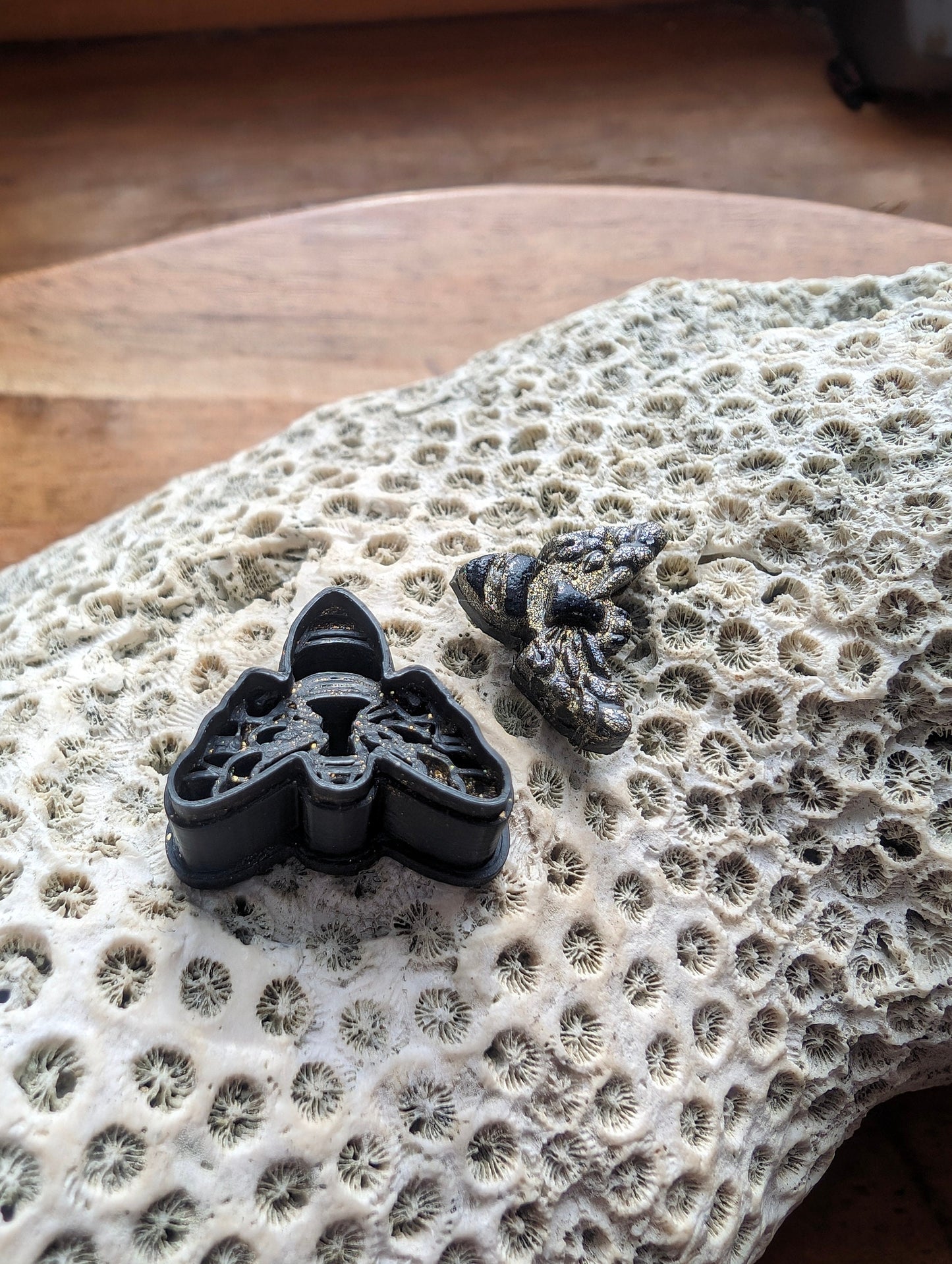 Mini Striped Bee with Spread Wings Earring Clay Cutter