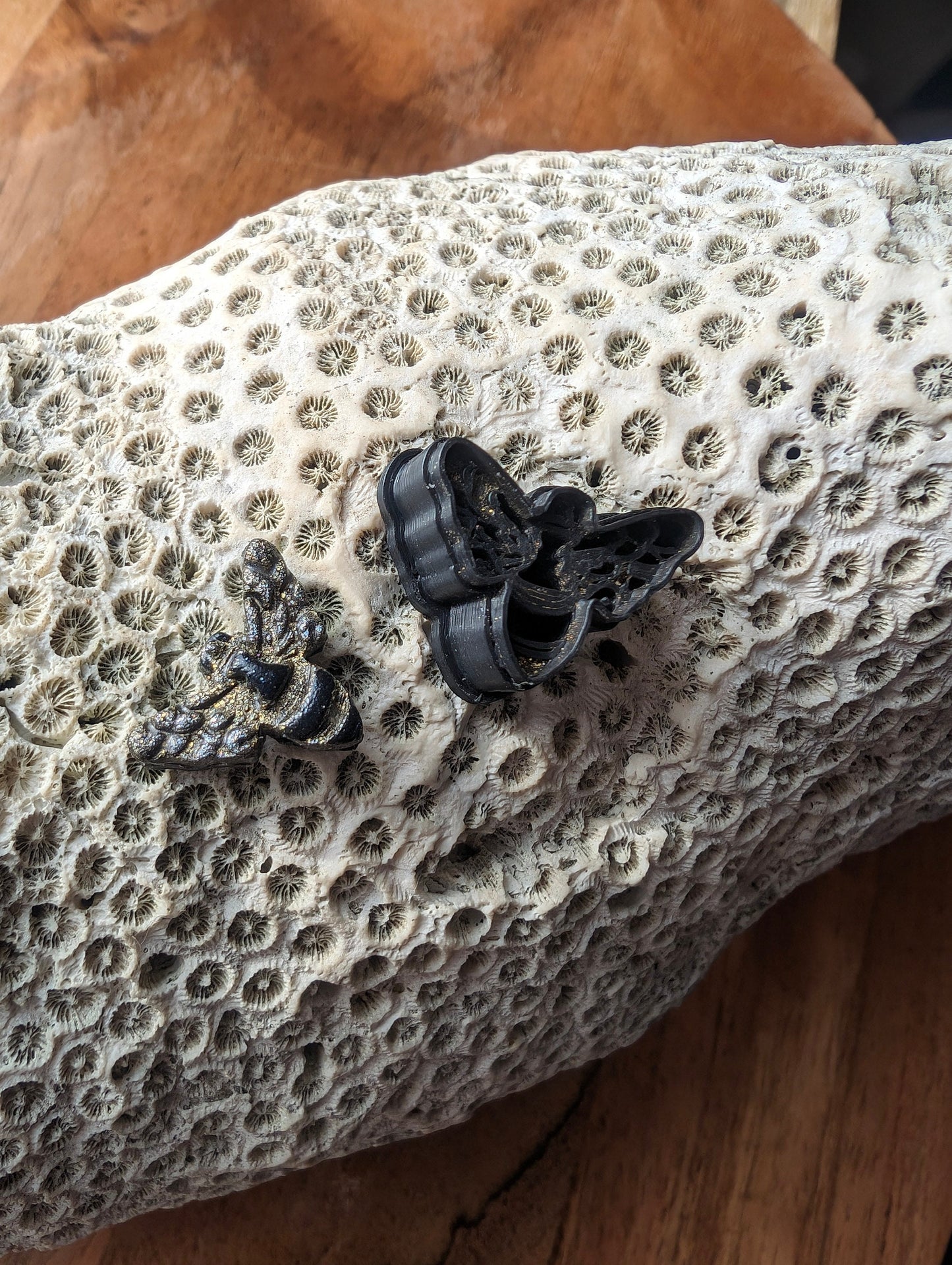 Mini Striped Bee with Spread Wings Earring Clay Cutter