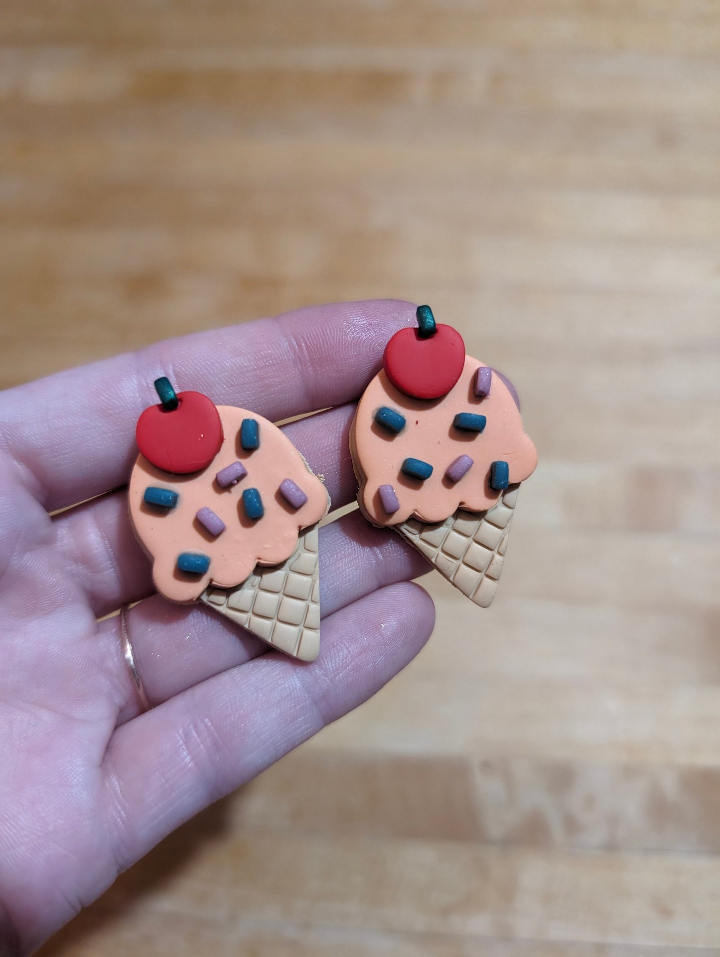 Ice Cream Cone with Cherry and Sprinkle Sharp Cutter Set of 3 for Clay Art and More