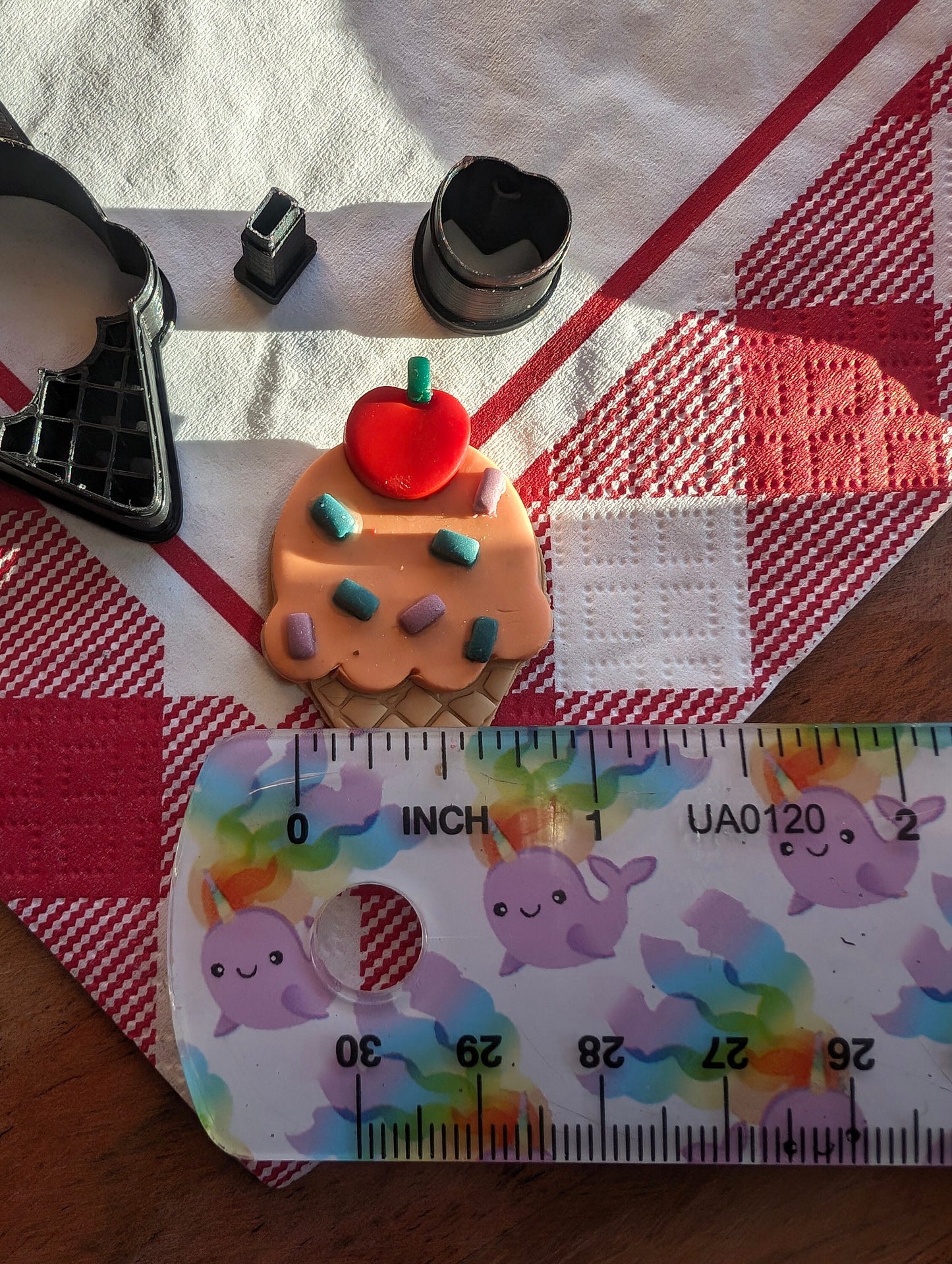 Ice Cream Cone with Cherry and Sprinkle Sharp Cutter Set of 3 for Clay Art and More