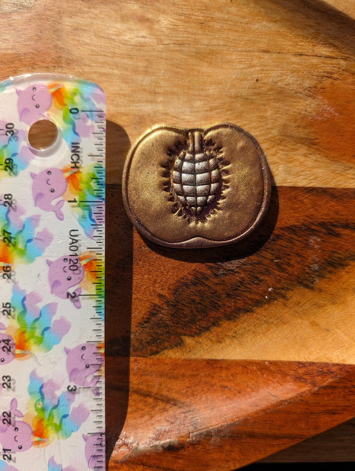 Peach Half with Disco Ball Pit Sharp Cutter for Clay