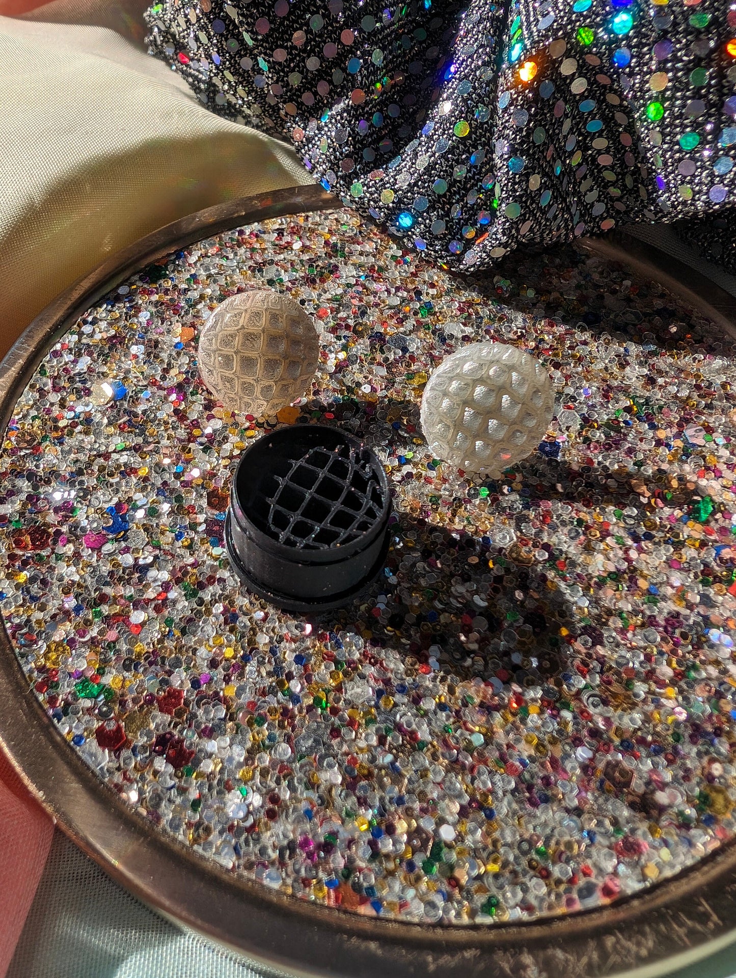 Tiny Disco Ball Earring Sharp Clay Cutter