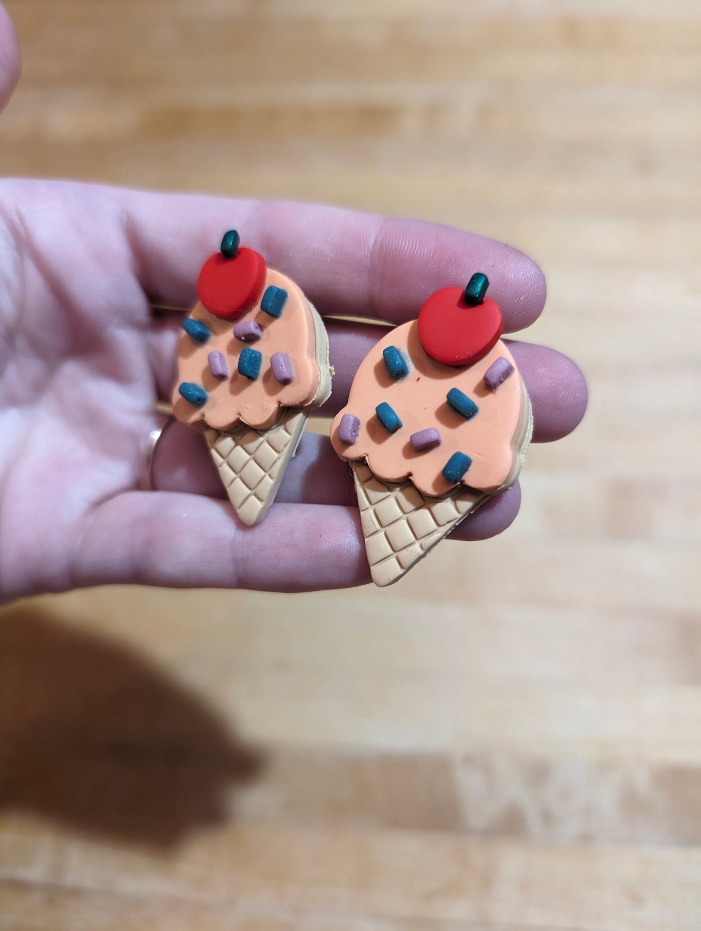 Ice Cream Cone with Cherry and Sprinkle Sharp Cutter Set of 3 for Clay Art and More