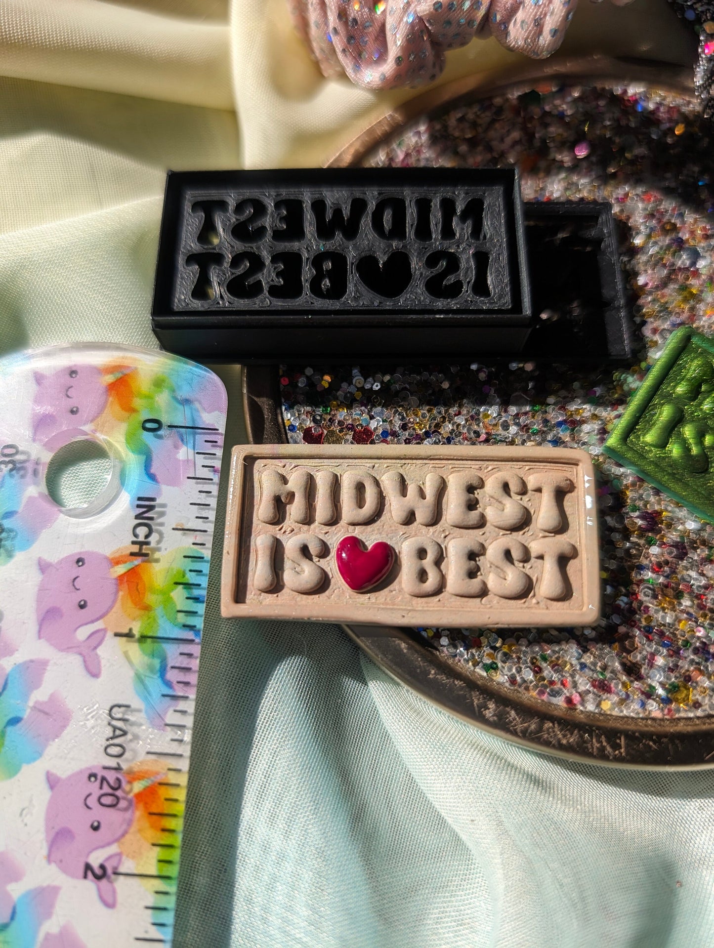 Midwest is Best Stylized Text Quote Embossed Sharp Clay Cutter