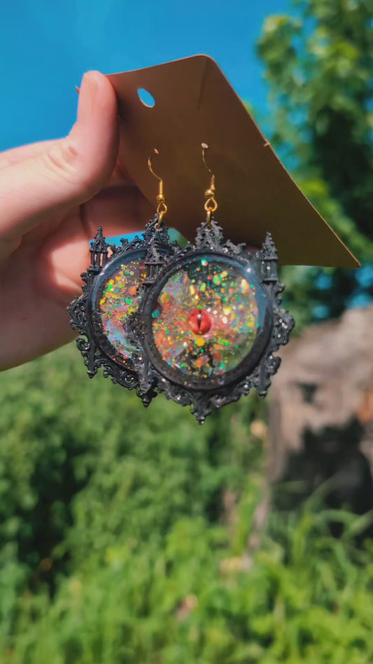Resin and 3D Printed Mixed Media Frame Earrings