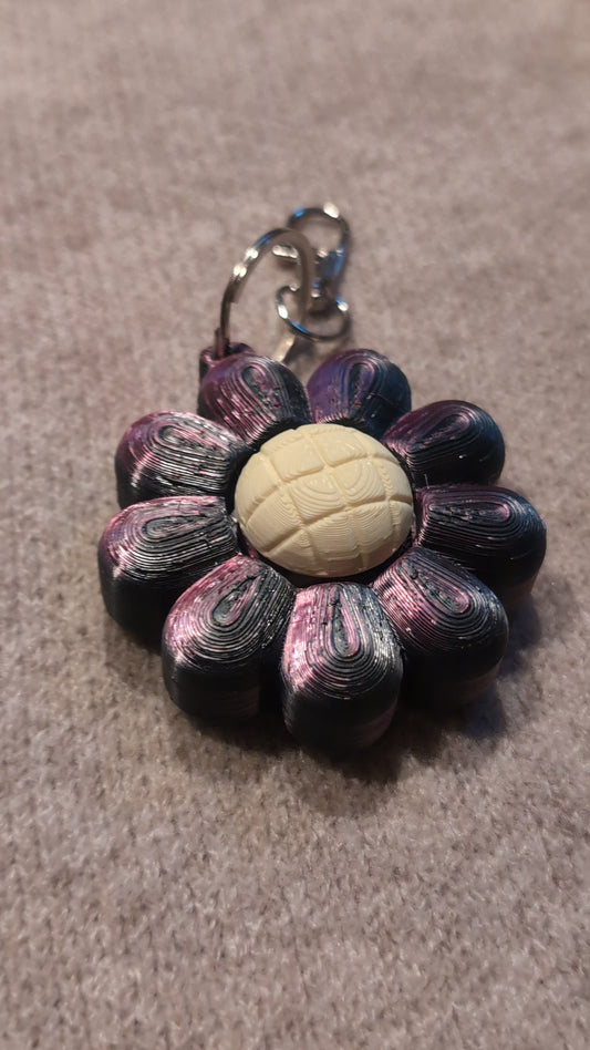 Purple Flower Clicker Keychain