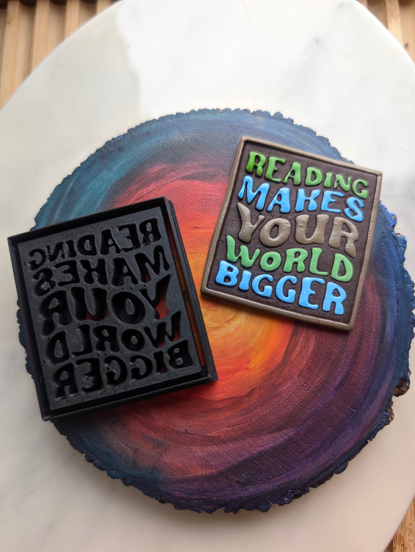 Reading Makes Your World Bigger Stylized Text Embossed Sharp Clay Cutter
