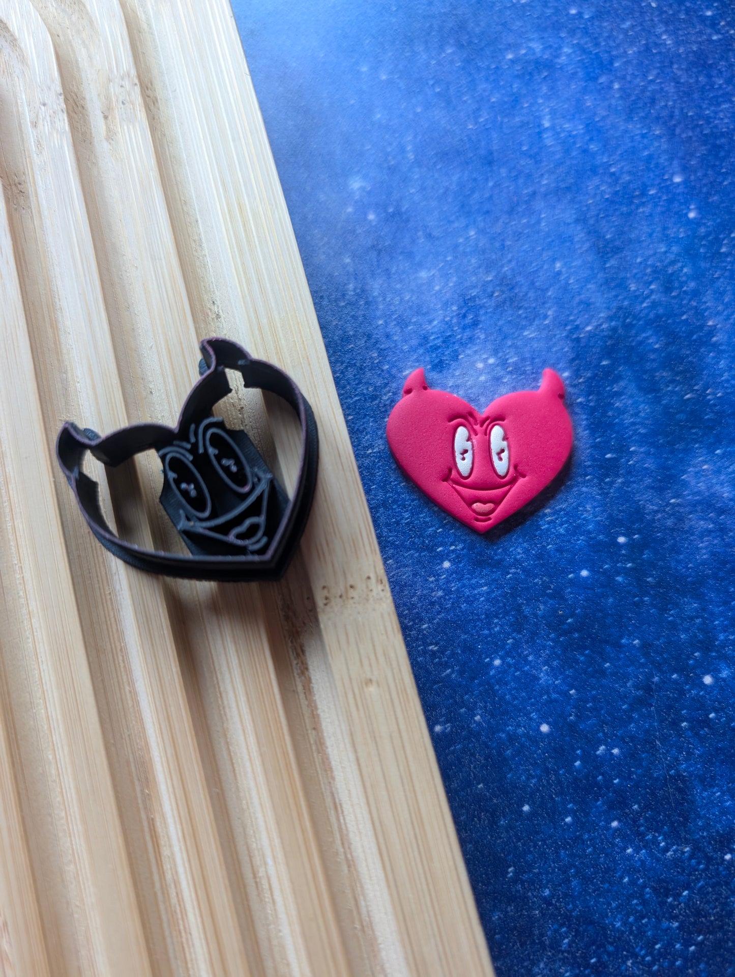 Happy Evil Faced Heart Devil Sharp Clay Cutter